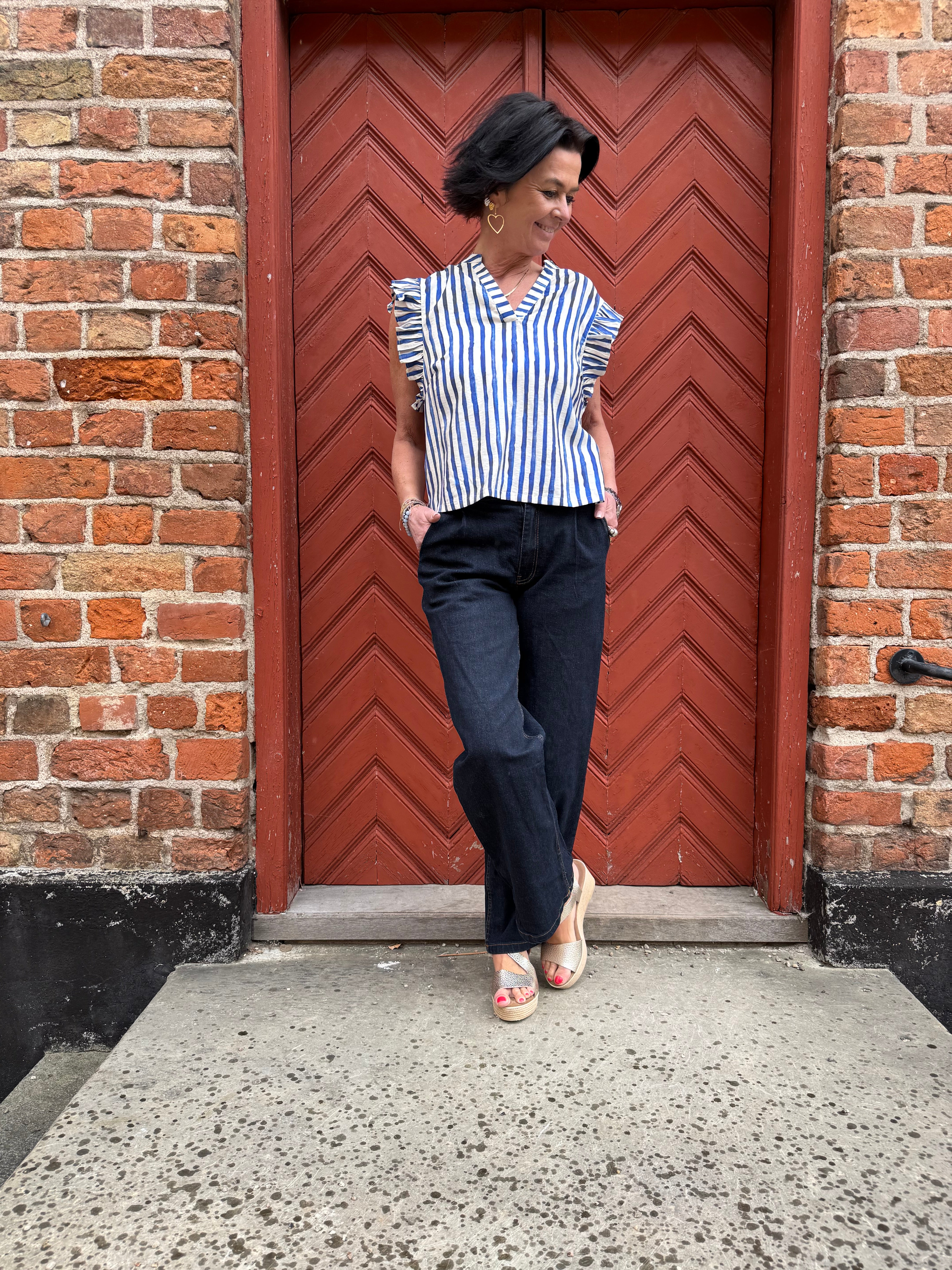 PBO Bluse - Kota Top i Blue Stripe