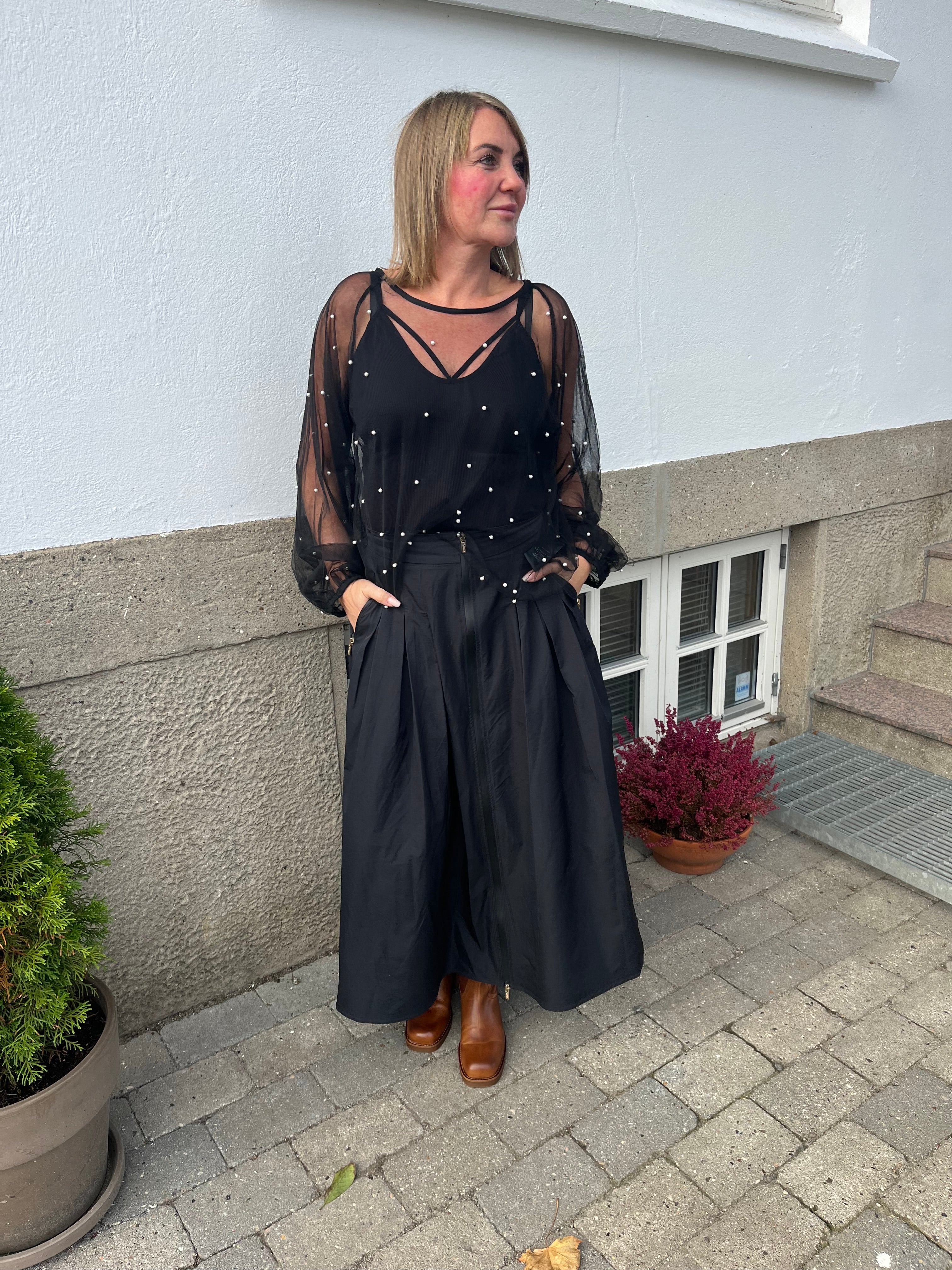 Black Colour Bluse - BcPerla Mesh Bluse i Sort