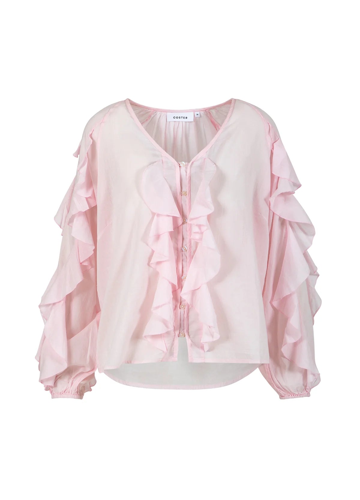 Coster Copenhagen Bluse - Bluse Med Flæser På Ærmerne i Pale Rose