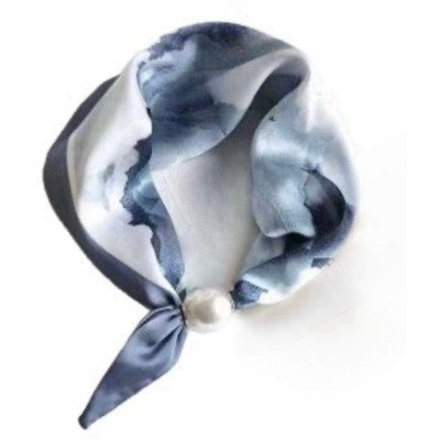 Tim & Simonsen Tørklæde - 467 Chloe Tørklæde Med Magnet Perle i Ocean Blue