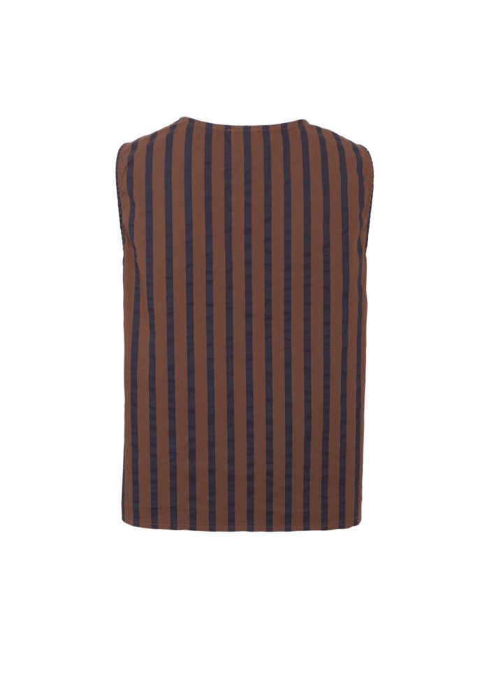 Black Colour - BcMallu Stribet Top I Espresso