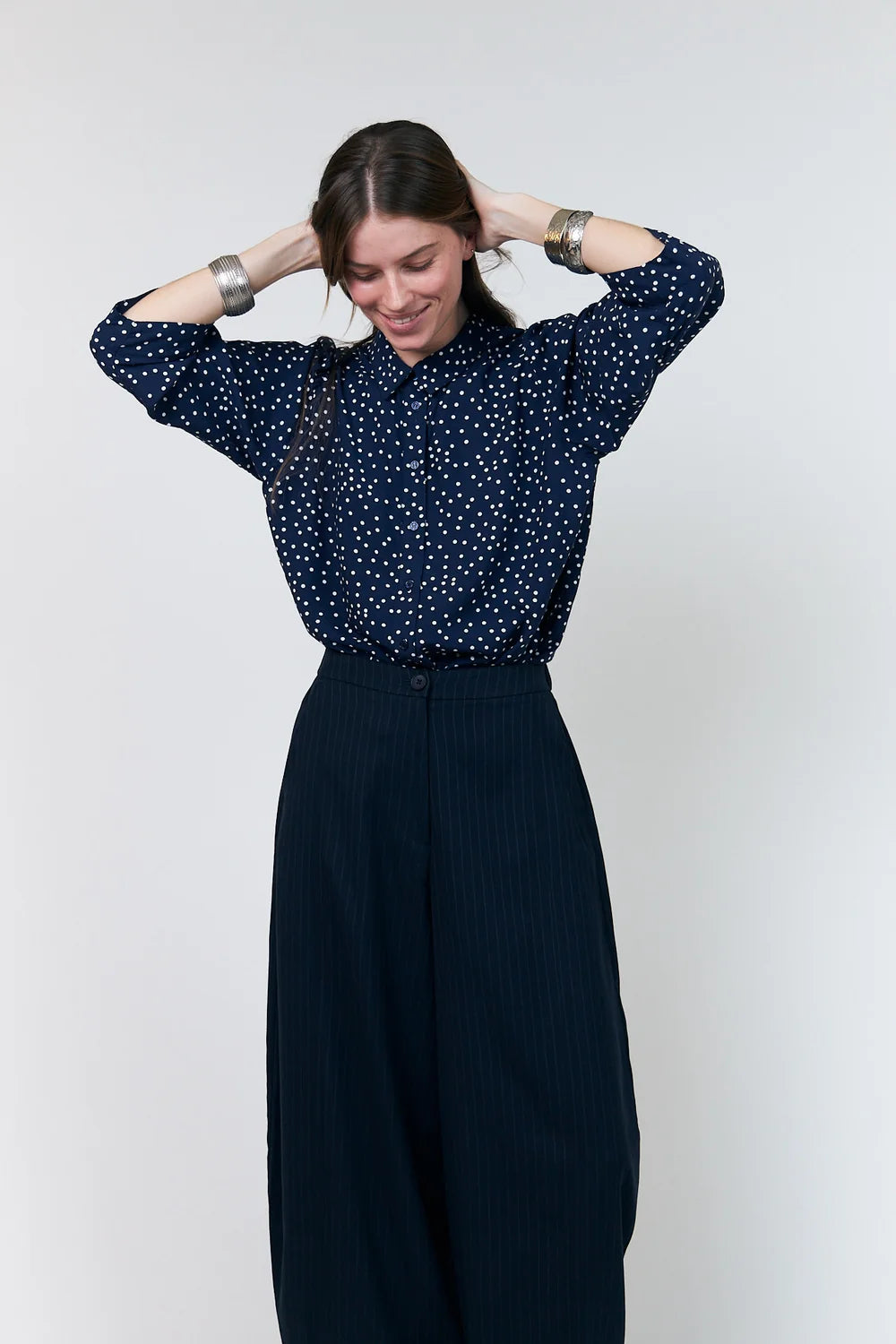 Lollys Laundry Skjorte - BonoLL Skjorte i Dark Navy White Dots