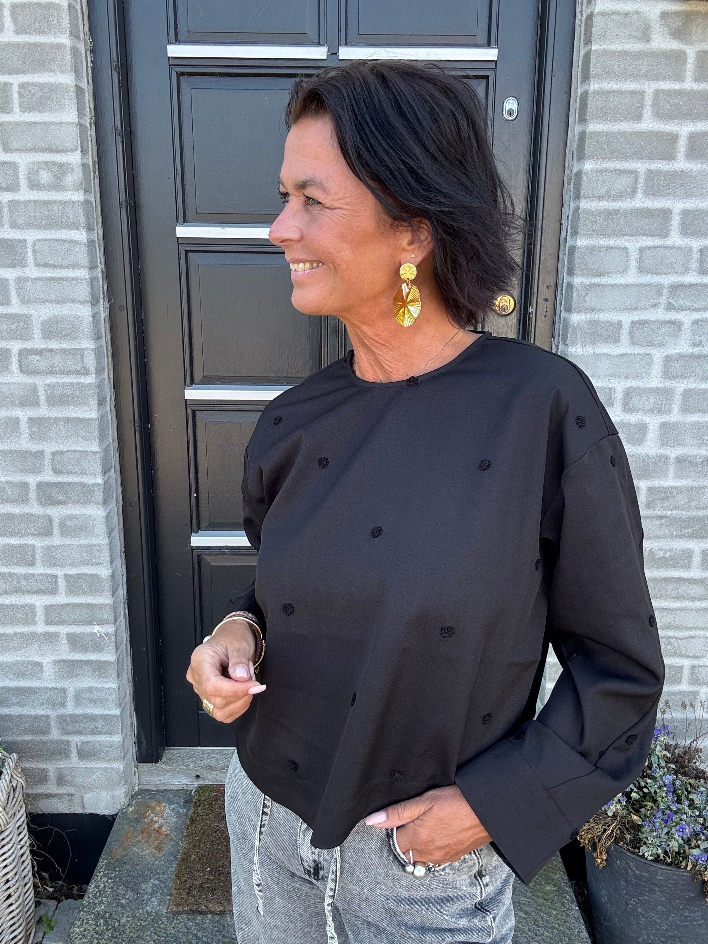 Co´Couture Bluse - CloverCC Dot Bluse i Sort