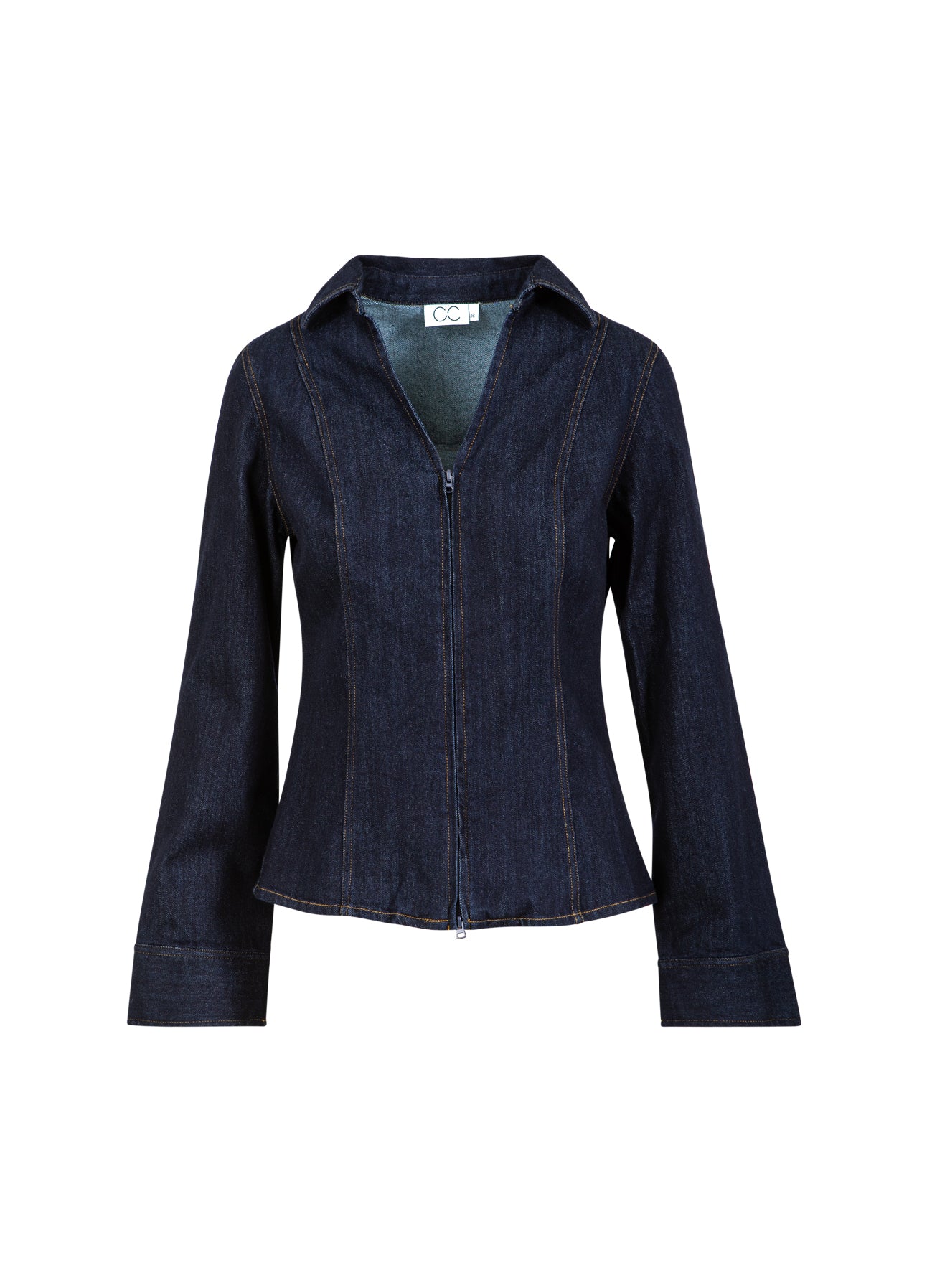 Coster Copenhagen Skjorte - CC Heart Kalani Denim Zip Skjorte i Dark Blue Denim