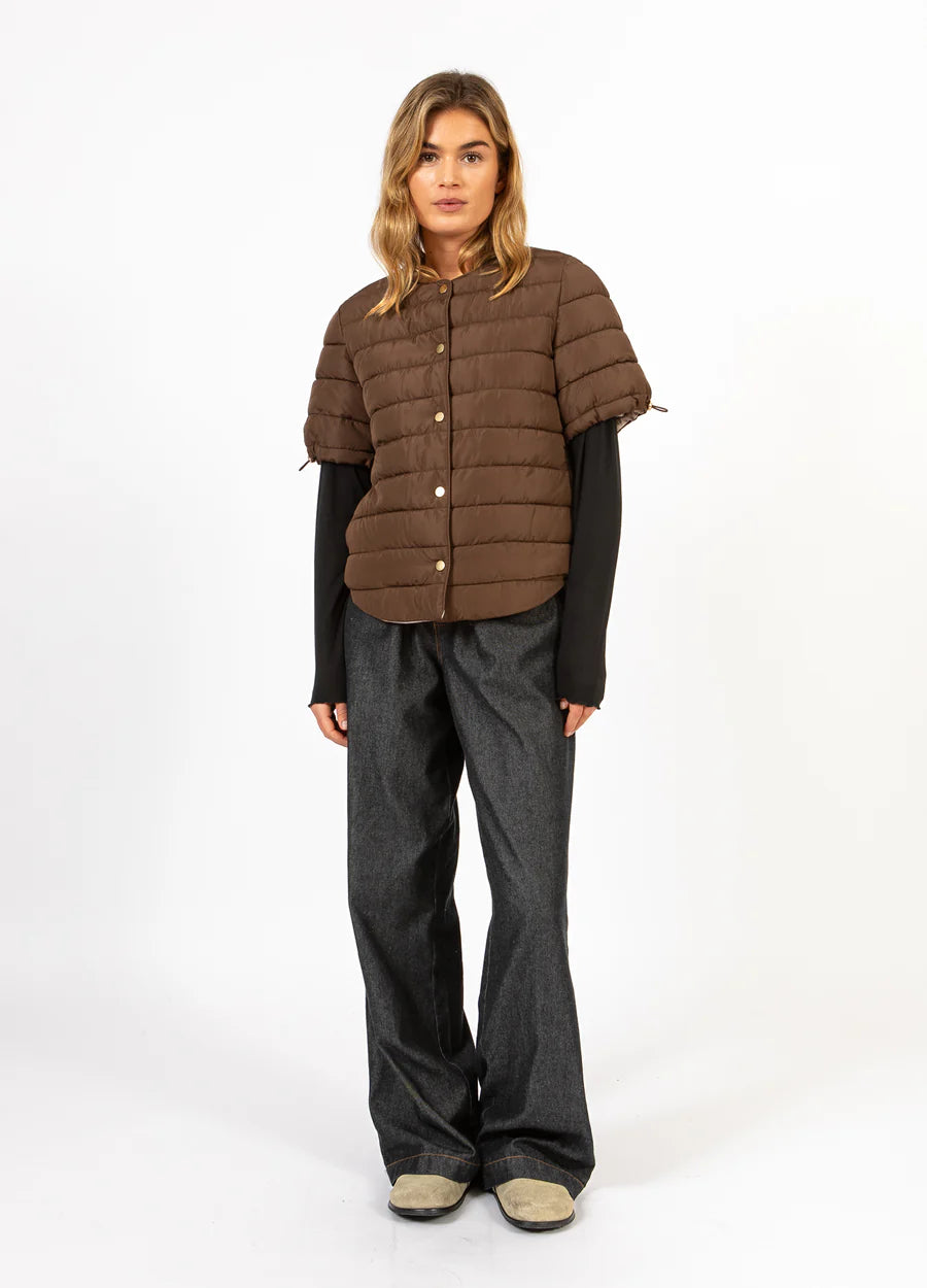 Coster Copenhagen Jakke - CC Heart Asta Quiltet Kort Ærmet Jakke i Chocolate Brown