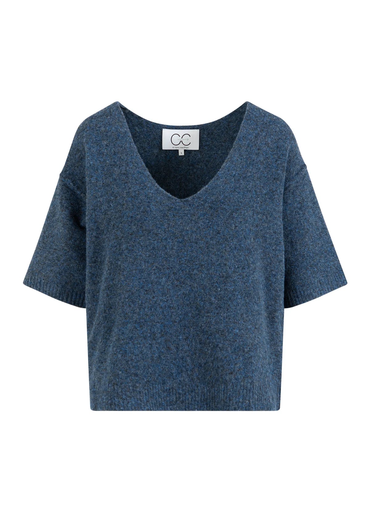 Coster Copenhagen Strik - CC Heart Emerie V-Hals Sweater i Navy Melange
