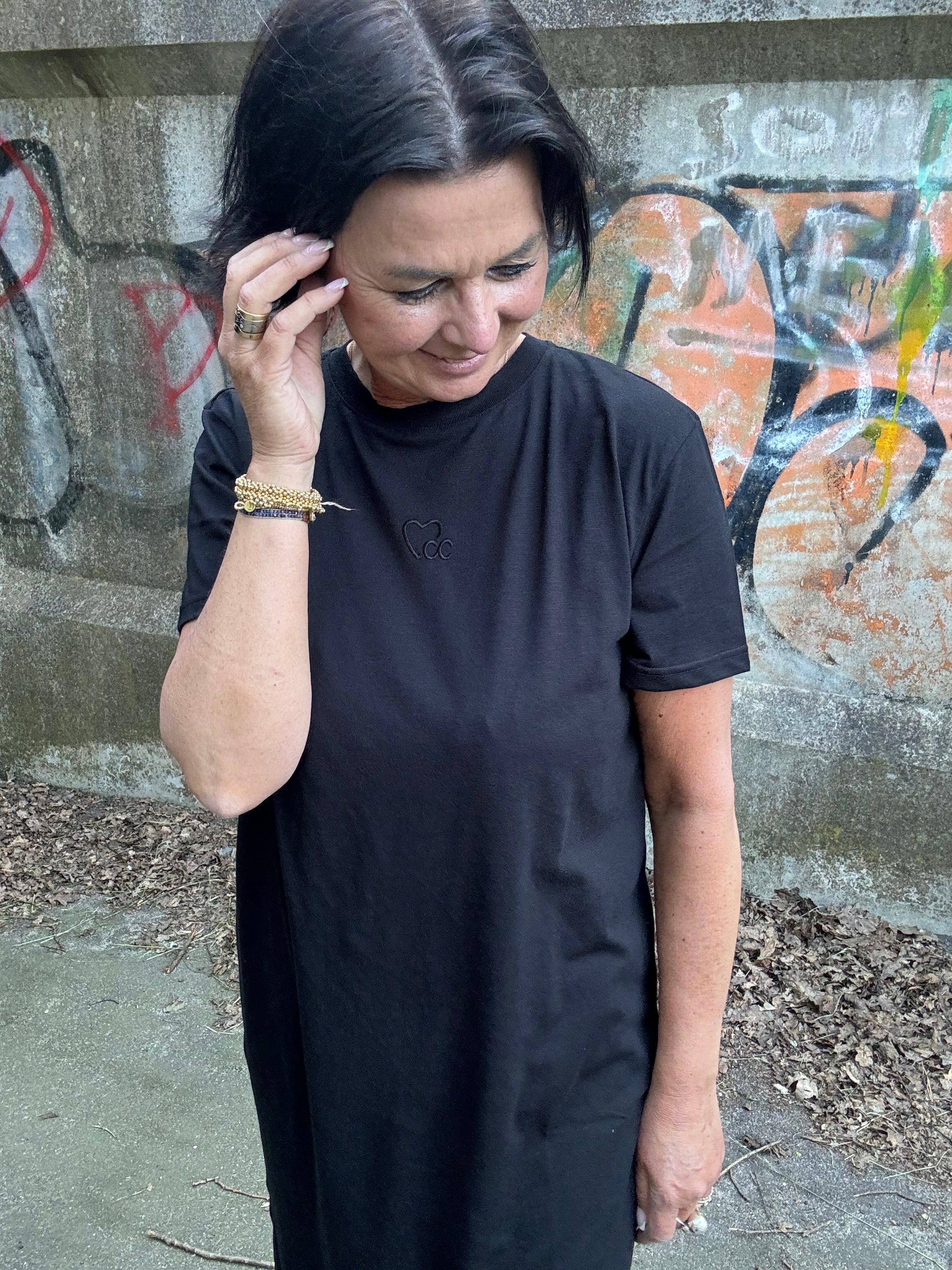 Coster Copenhagen Kjole - CC Heart Logo Tee Kjole i Sort