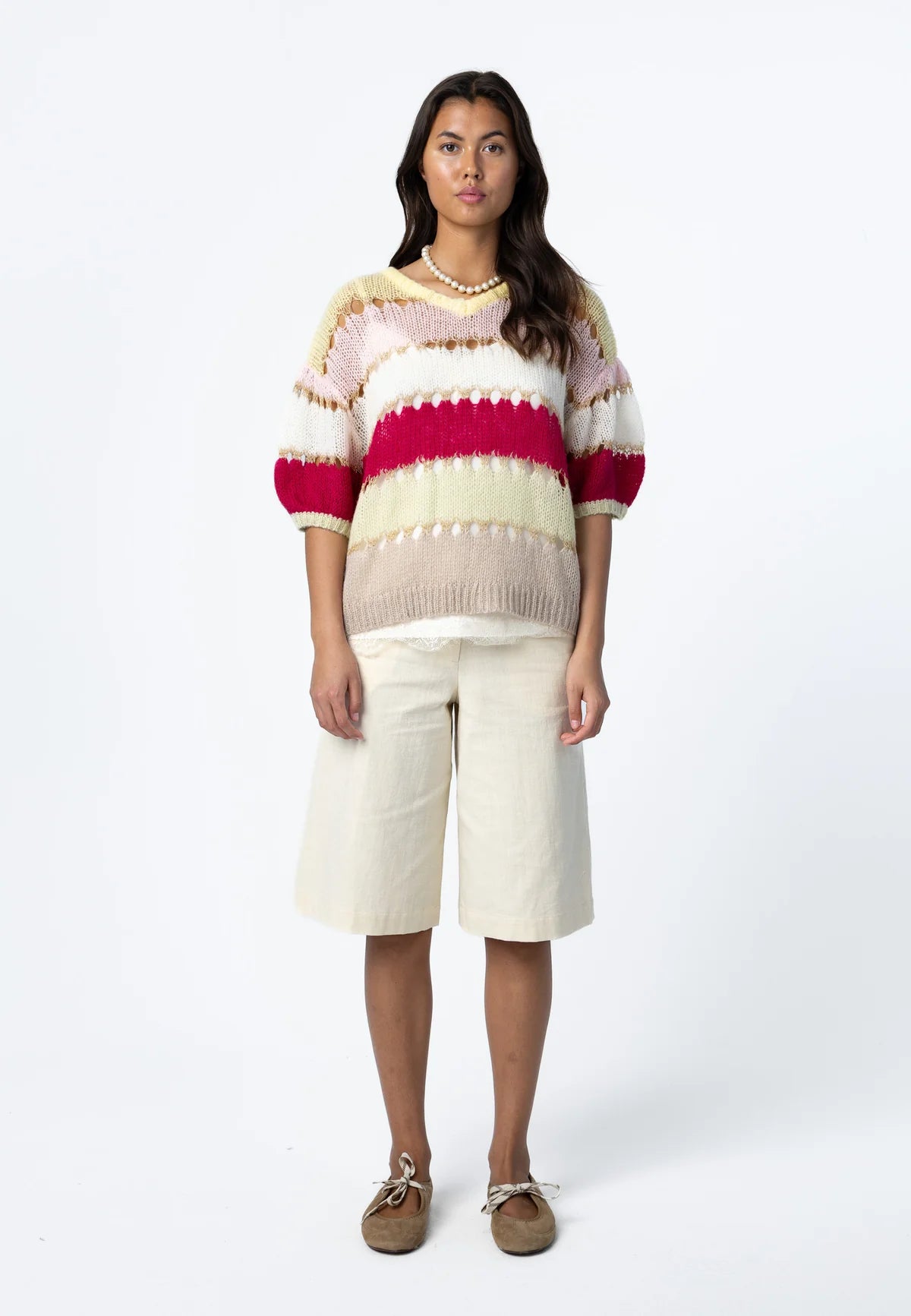 Coster Copenhagen Strik - Colorblock Pointelle Strik Bluse i Mix