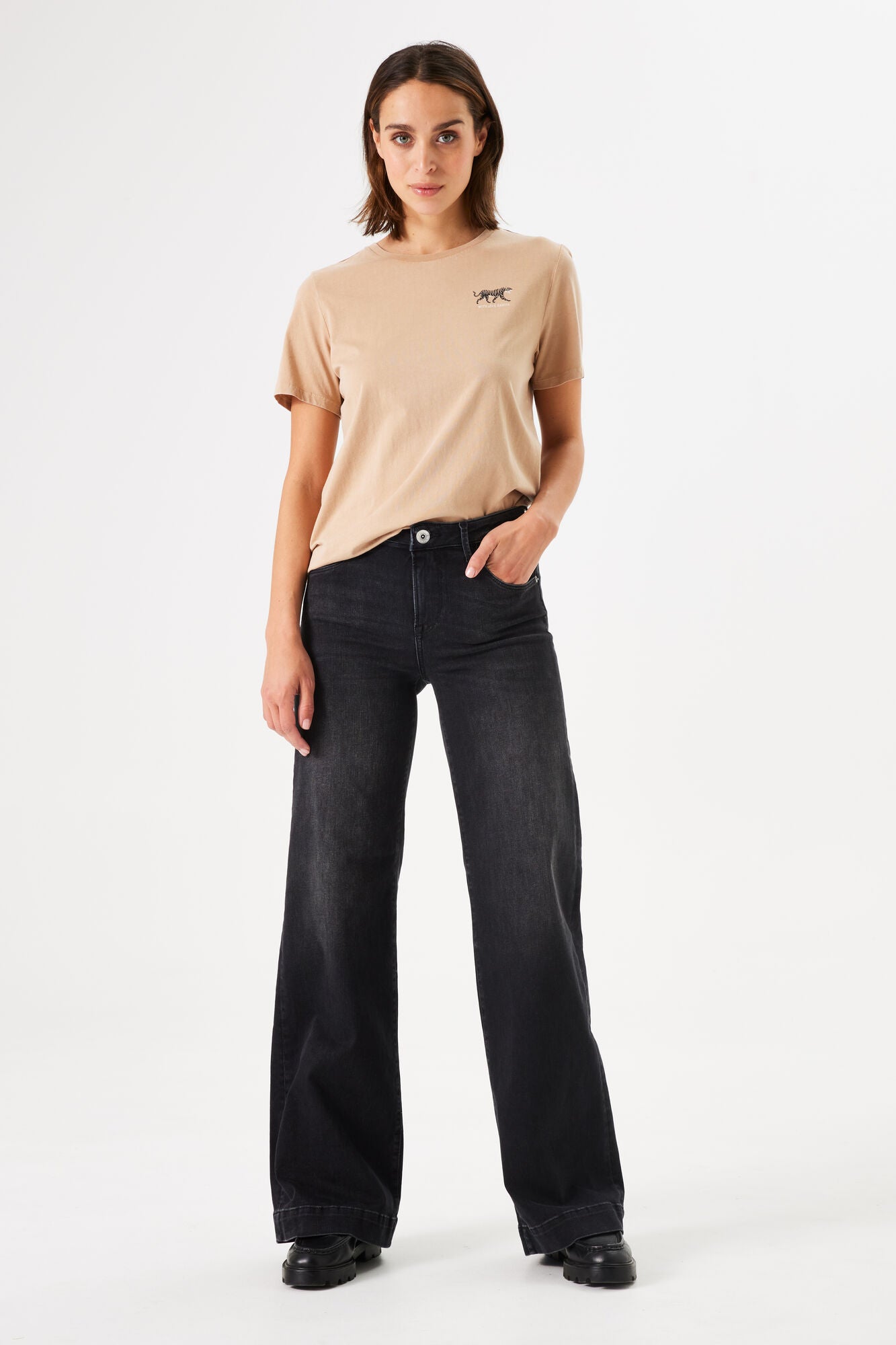 Garcia Jeans - 8190 Celia Wide Fit Jeans i Dark used