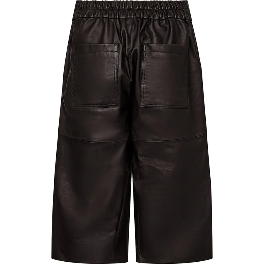 Depeche Shorts - AnettDEP High Waist Bermuda Shorts Brede Ben i Skind i Chocolate