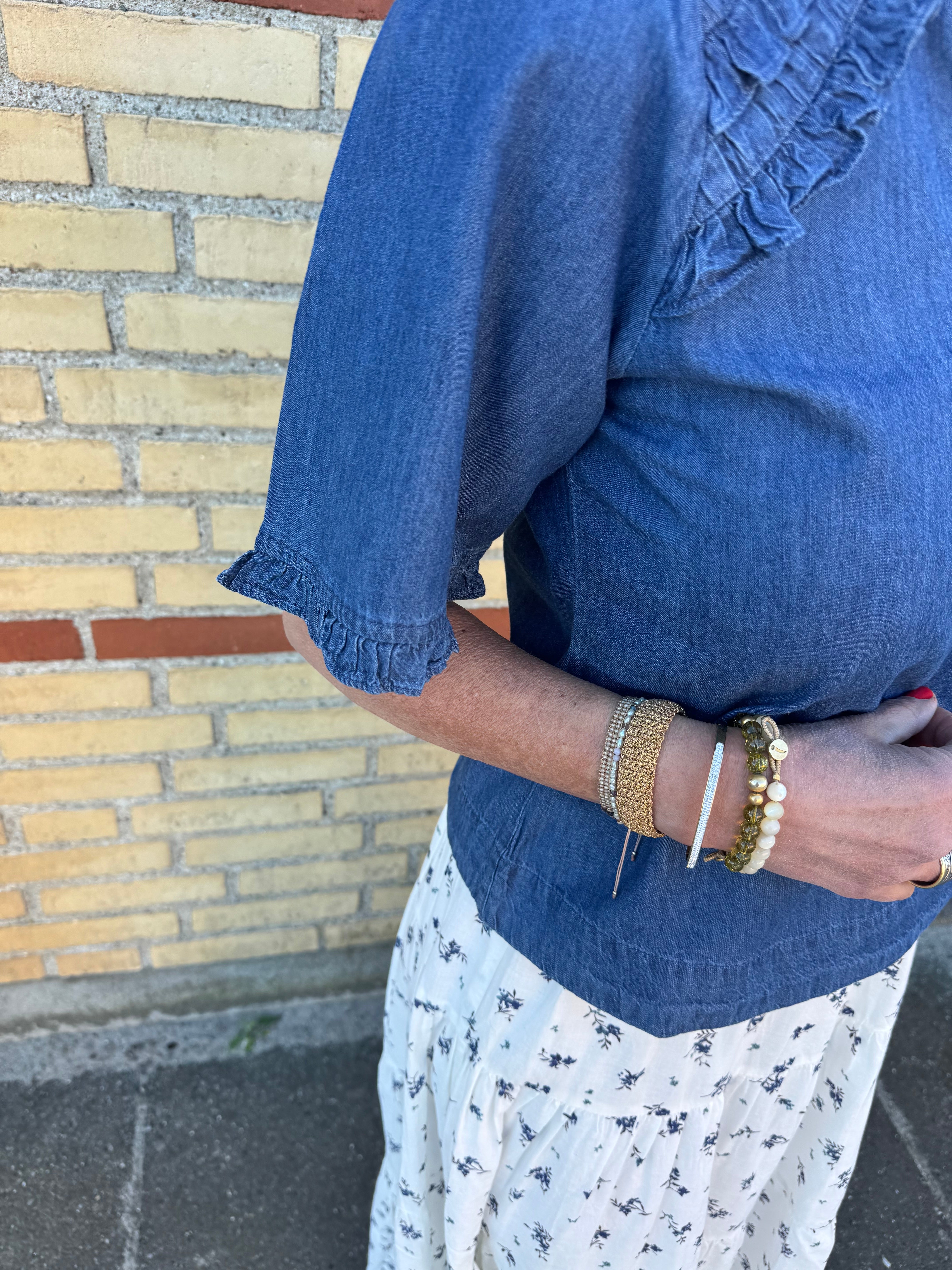 Neo Noir Top - Wendia Denim Bluse i Blå