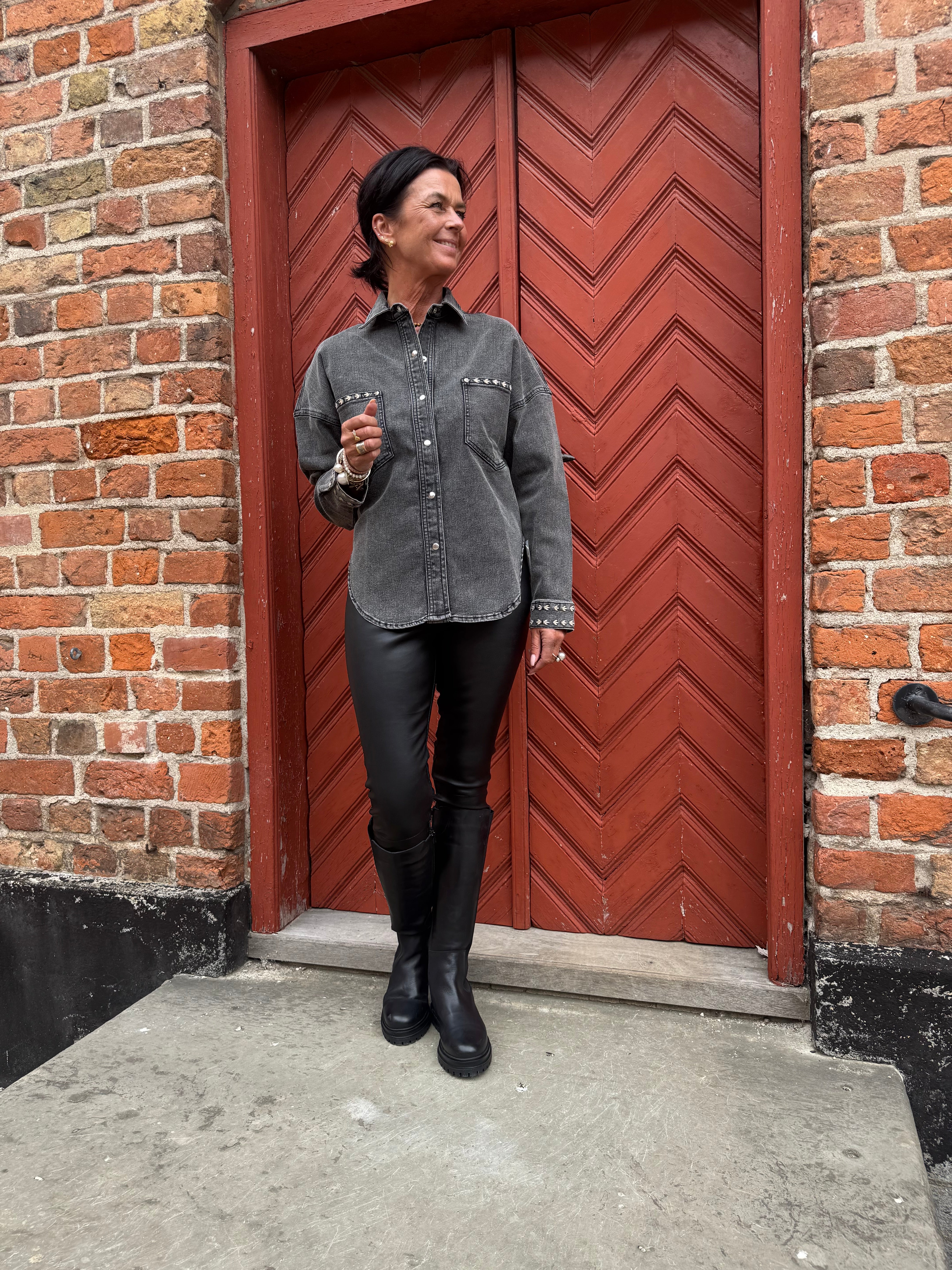 Depeche Bukser - AyaDEP Skind Leggings i Nero Sort