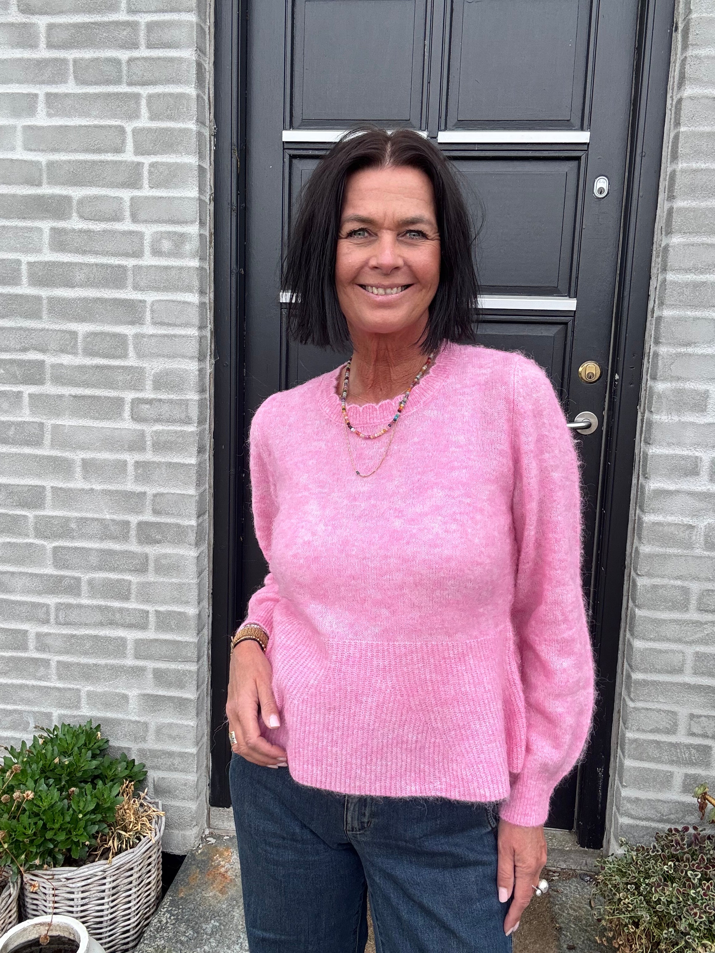 Nümph Strik - NuSuri Peplum Strik Bluse i Bonbon Lyserød