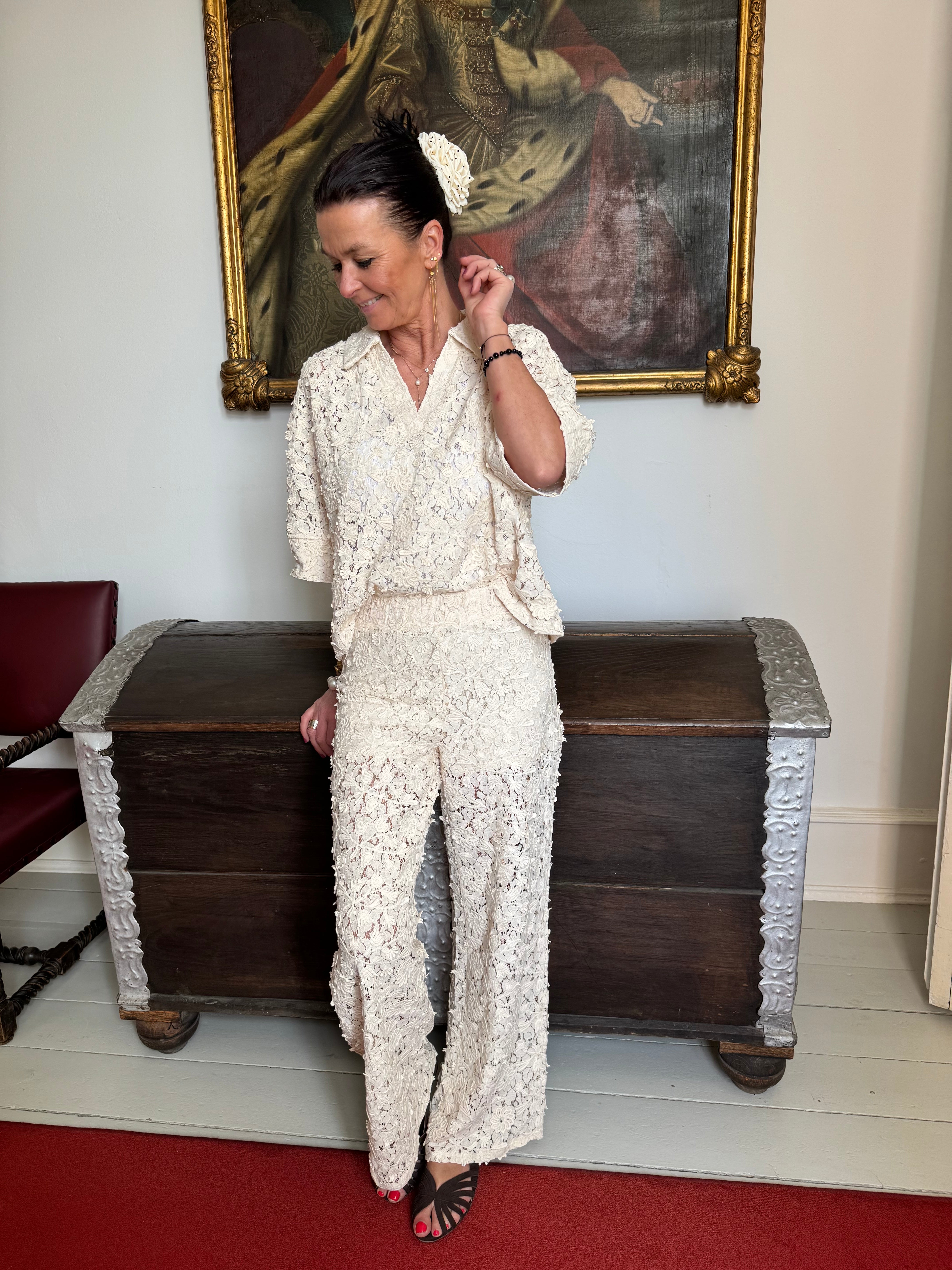 Garcia Bluse - 260036 Broderi Anglaise Bluse i Whitecap