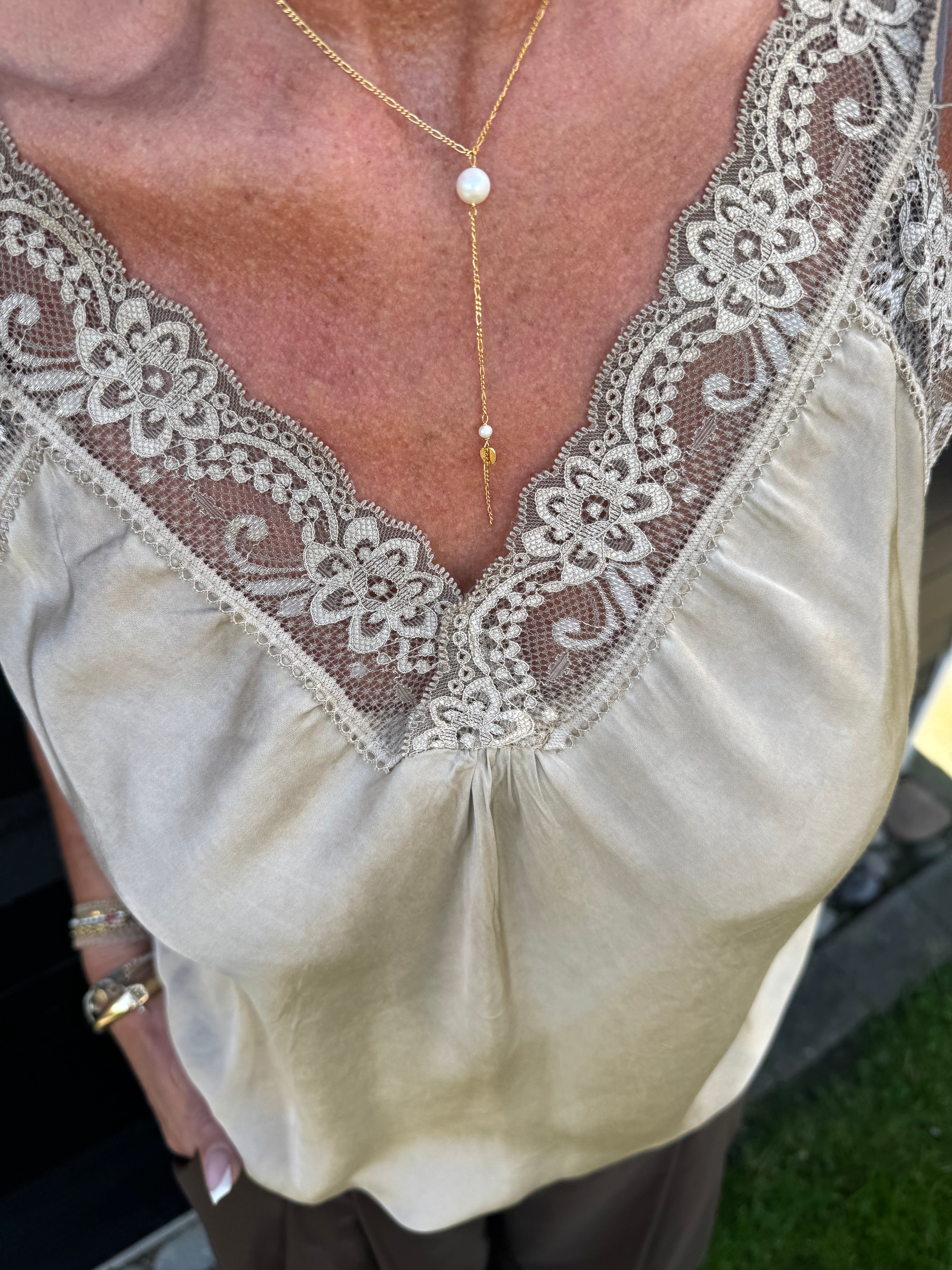 Black Colour Top - BcBea Lace Top i Champagne