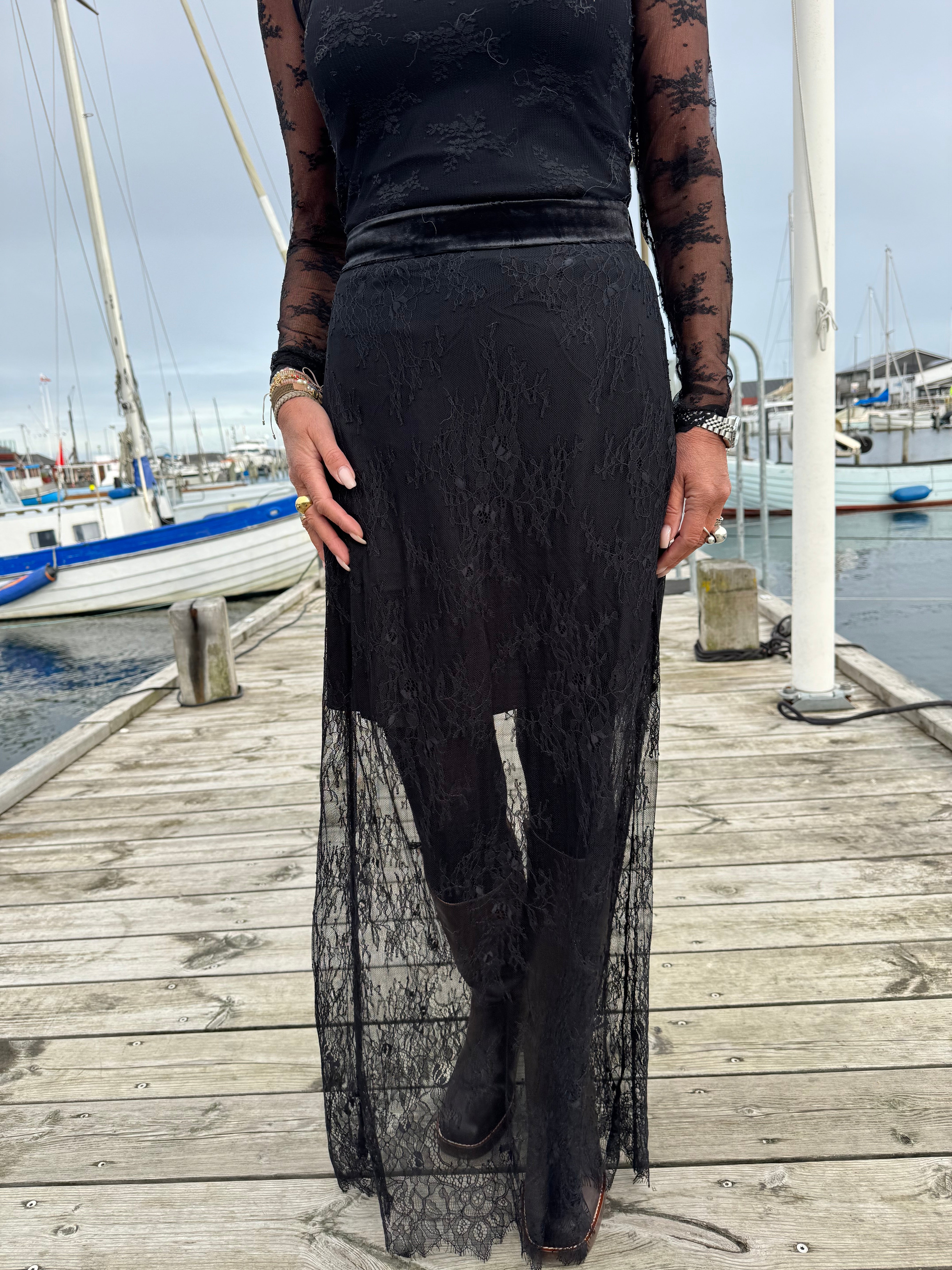 Nümph Nederdel - NuSansa Lang Blonde Nederdel i Caviar