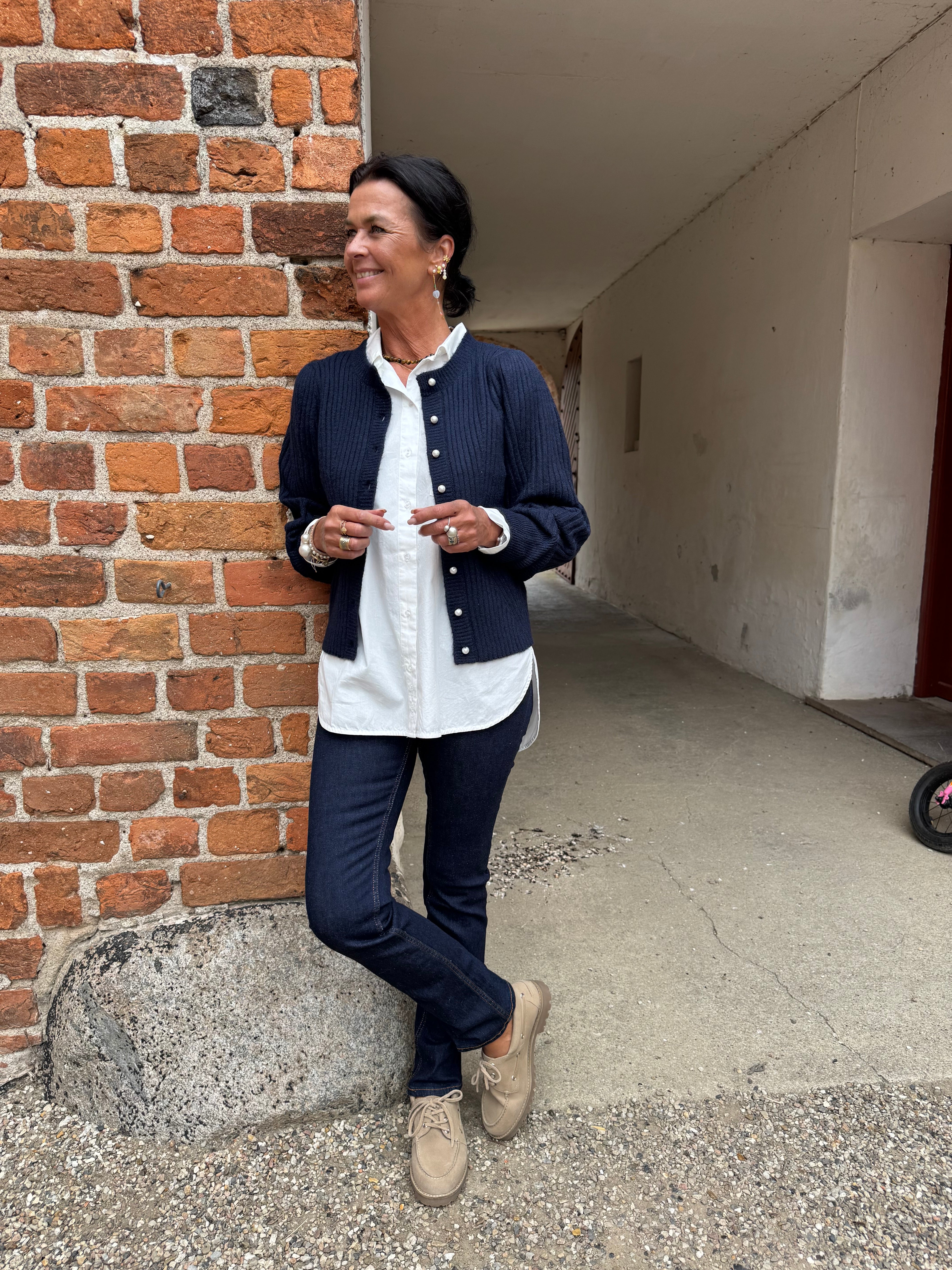 Neo Noir Cardigan - Puli Strik Cardigan i Navy