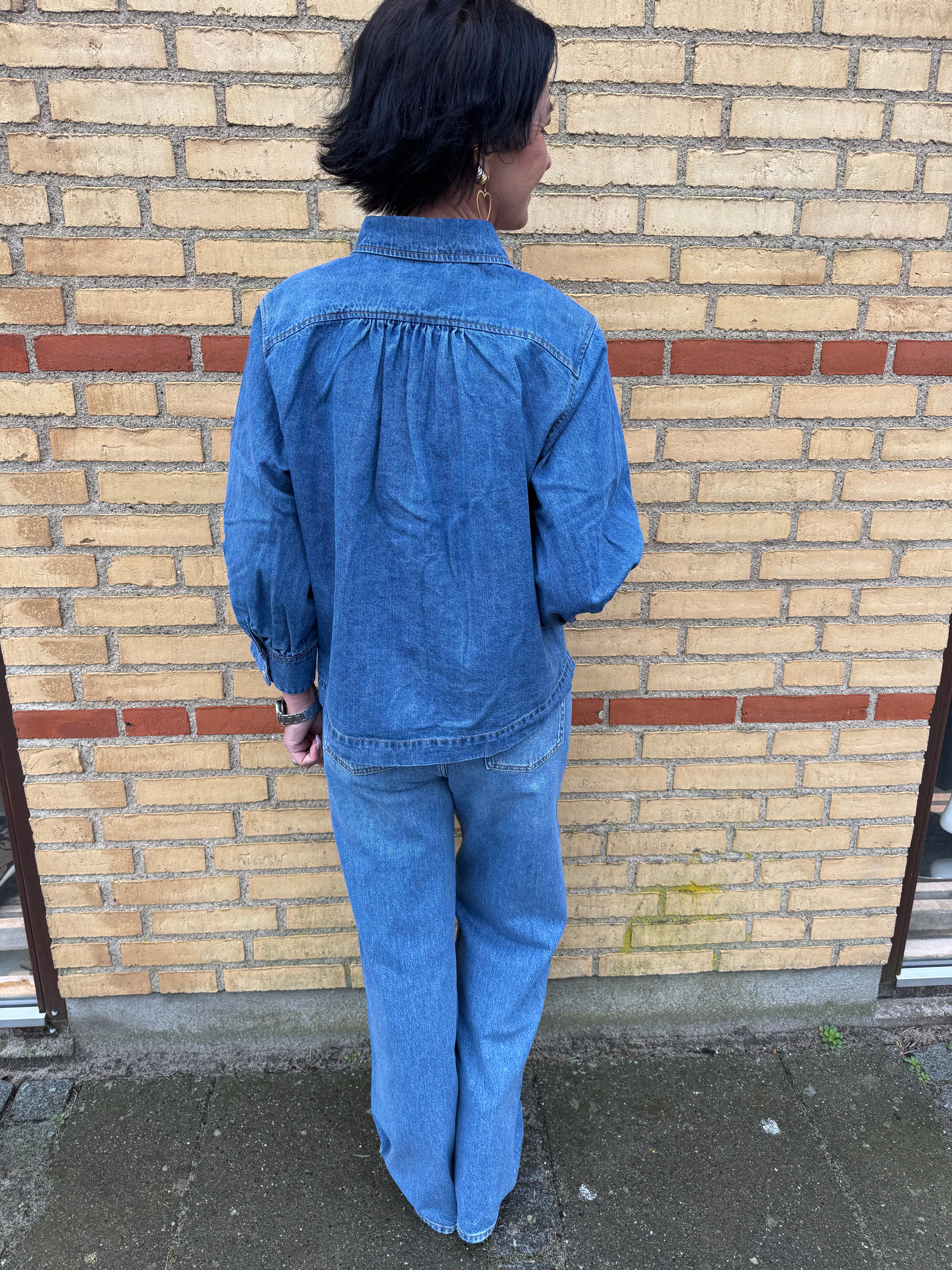 Co´Couture Skjorte - DelinaCC Denim SS Shirt i Dark Denim