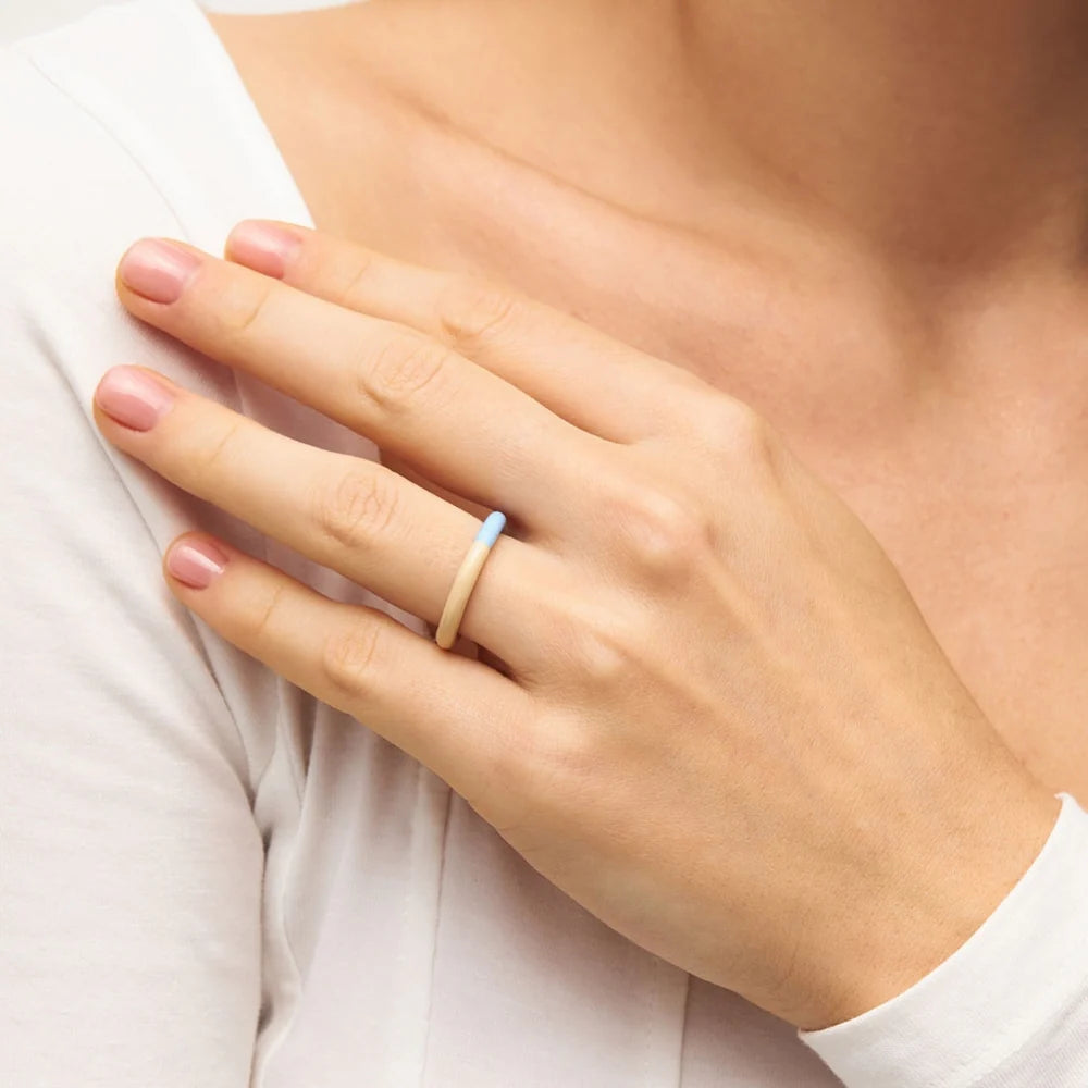 Lulu Copenhagen Ring - Double Color Ring i Light Blue - Buttercreme