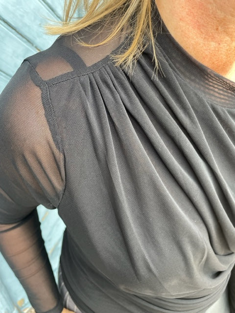 Co´Couture - Drapeycc Mesh Bluse i Sort