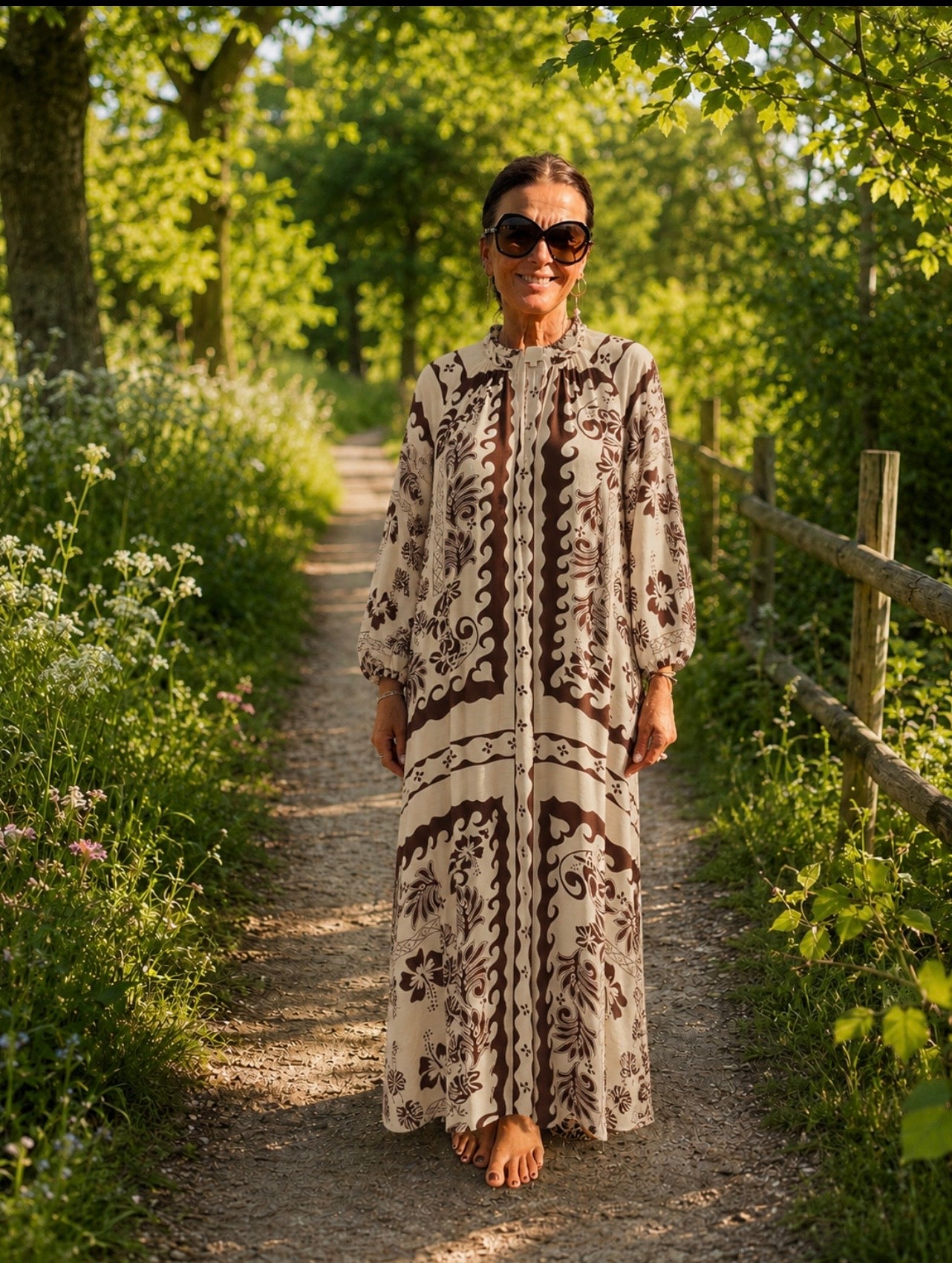 Gossia Kjole - MagnyGO Kjole i Brun Creme-Print