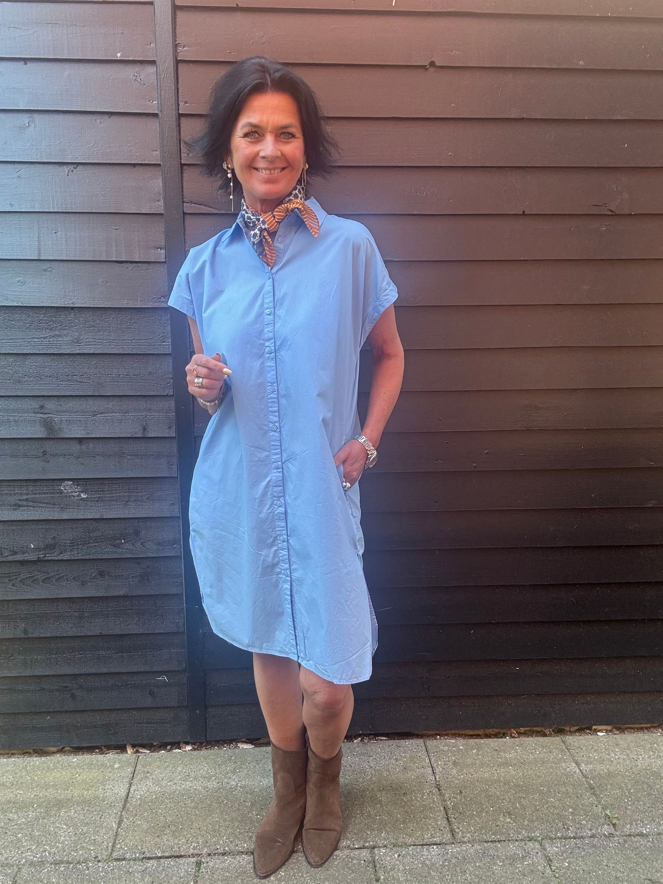 Garcia Kjole - 50082 Skjorte Kjole i Blue Wave