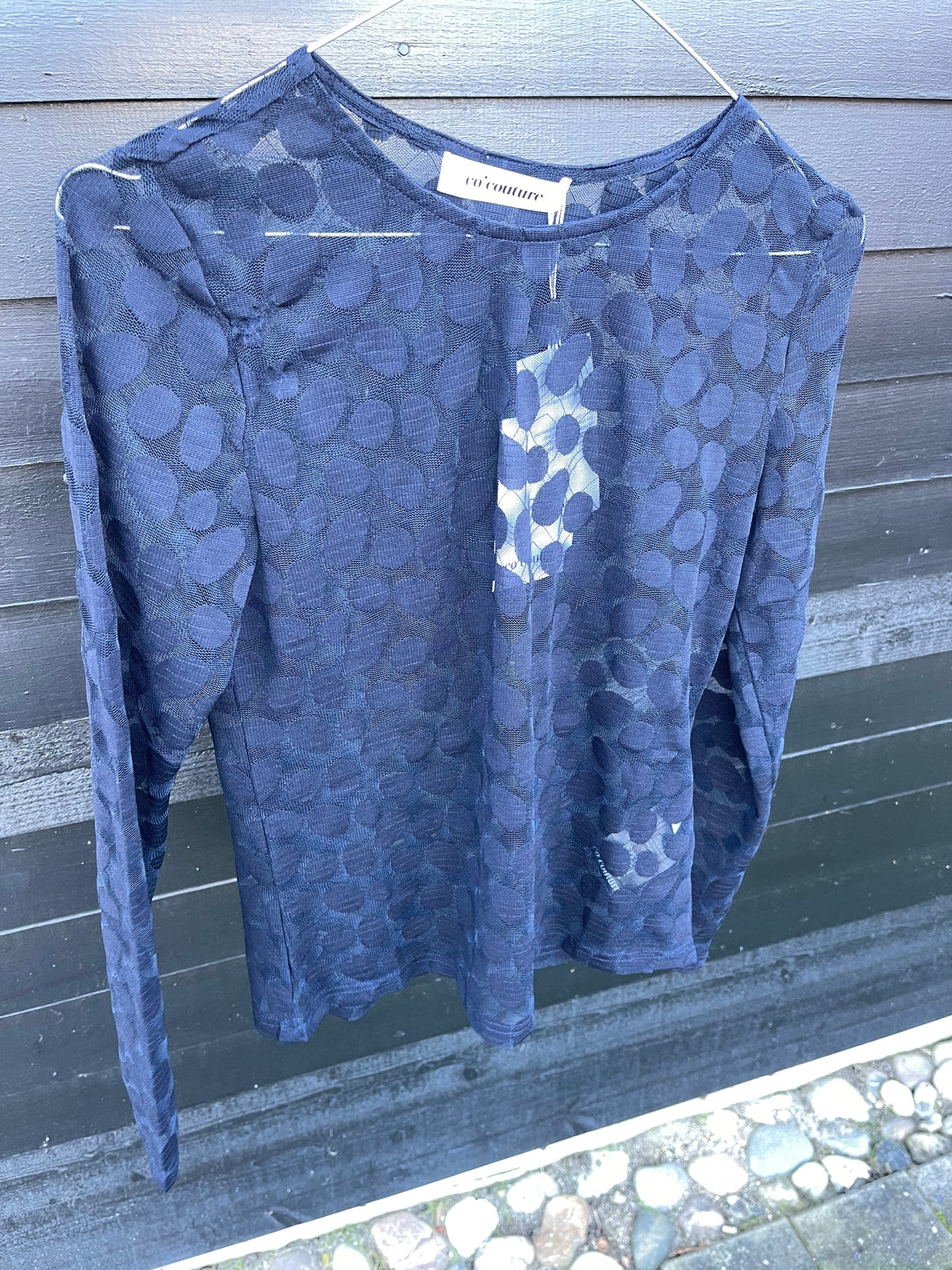Co´couture Bluse - PenolaCC O-Hals Mesh Bluse i Navy