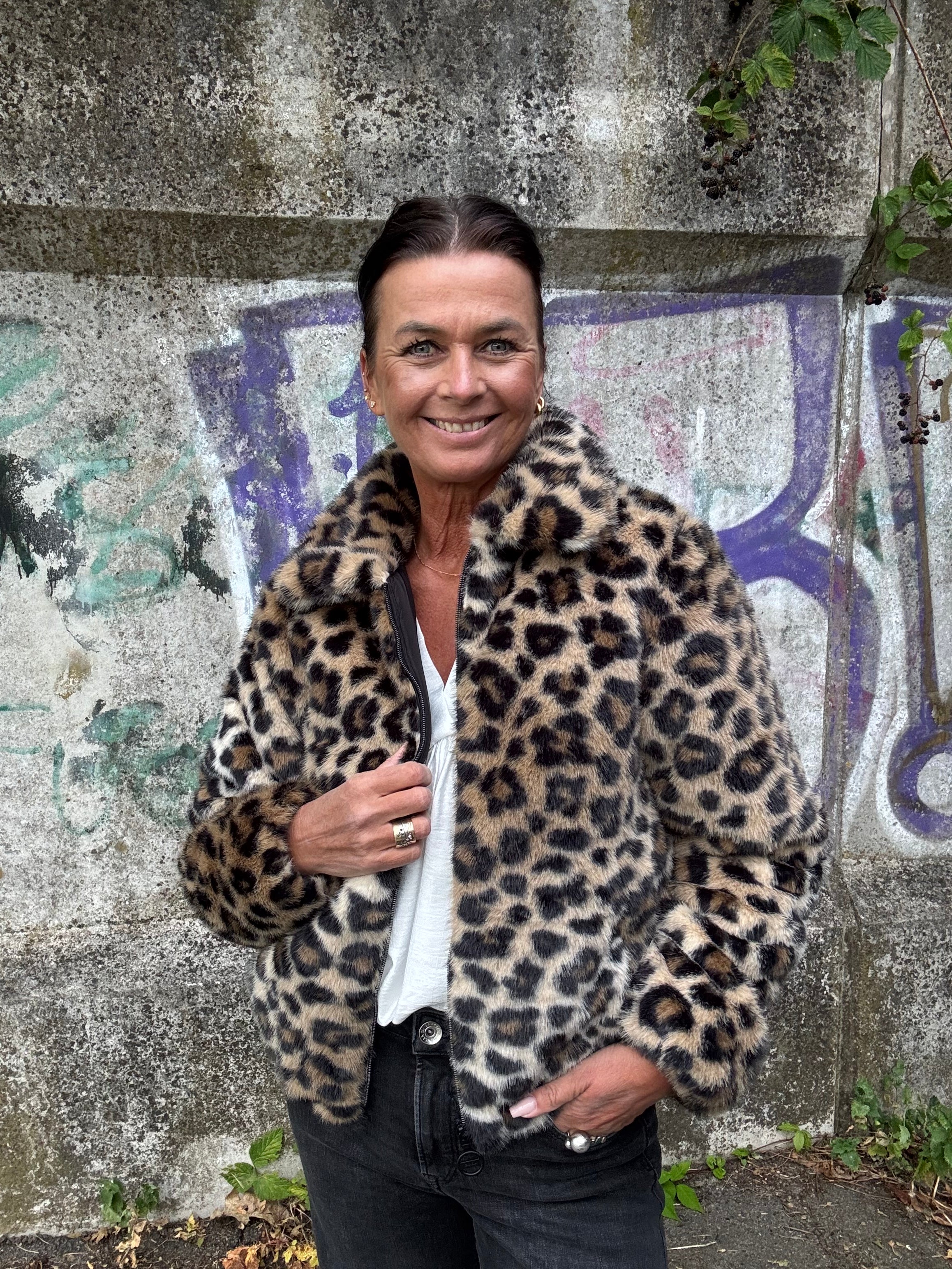Garcia Jakke - Ladies Fake Fur Jakke i Leopard