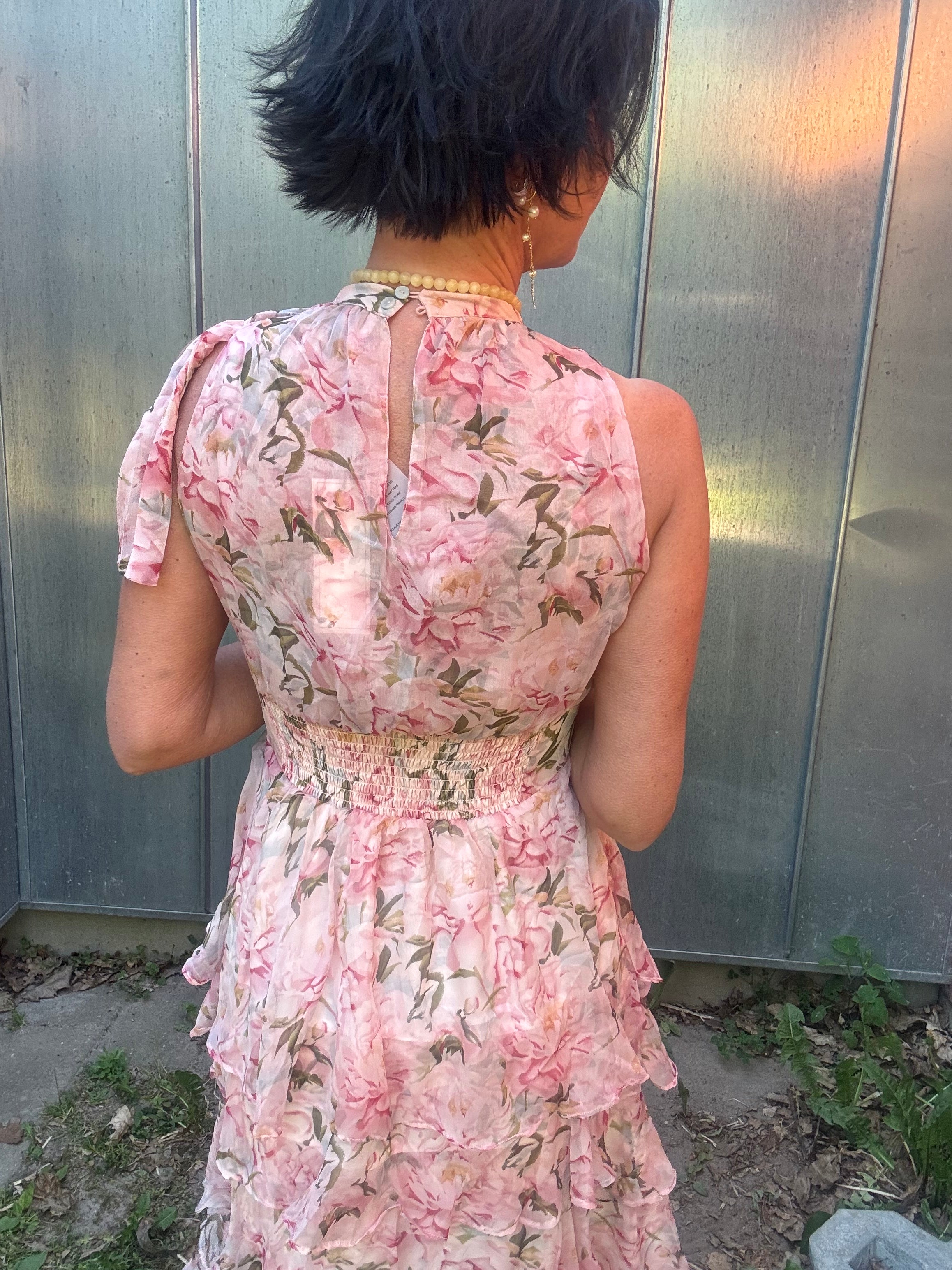 Neo Noir Kjole - Marli Flower Chiffon Kjole i Rose