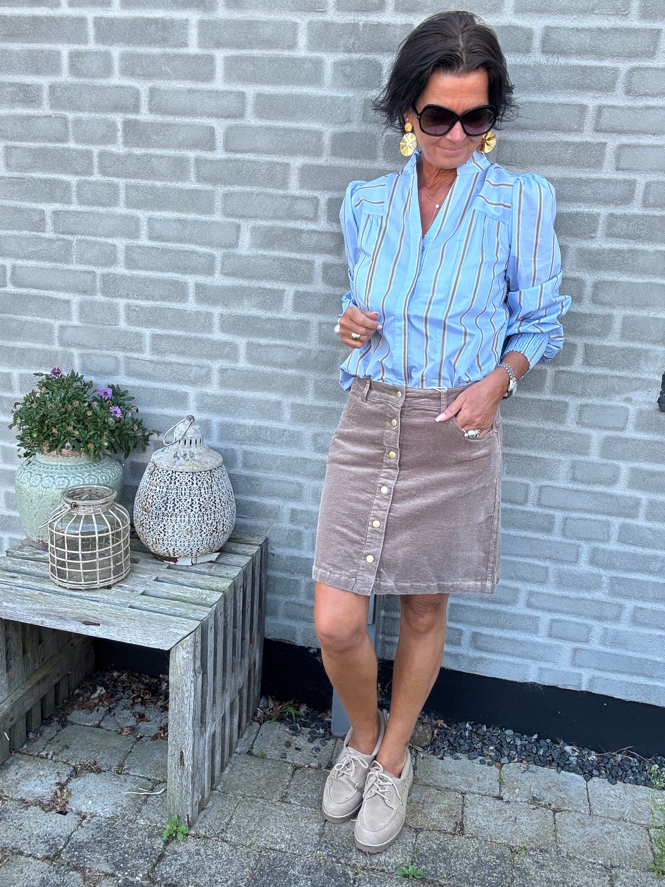 Co´Couture Skjorte - AmoraCC Stribet Skjorte i Pale Blue
