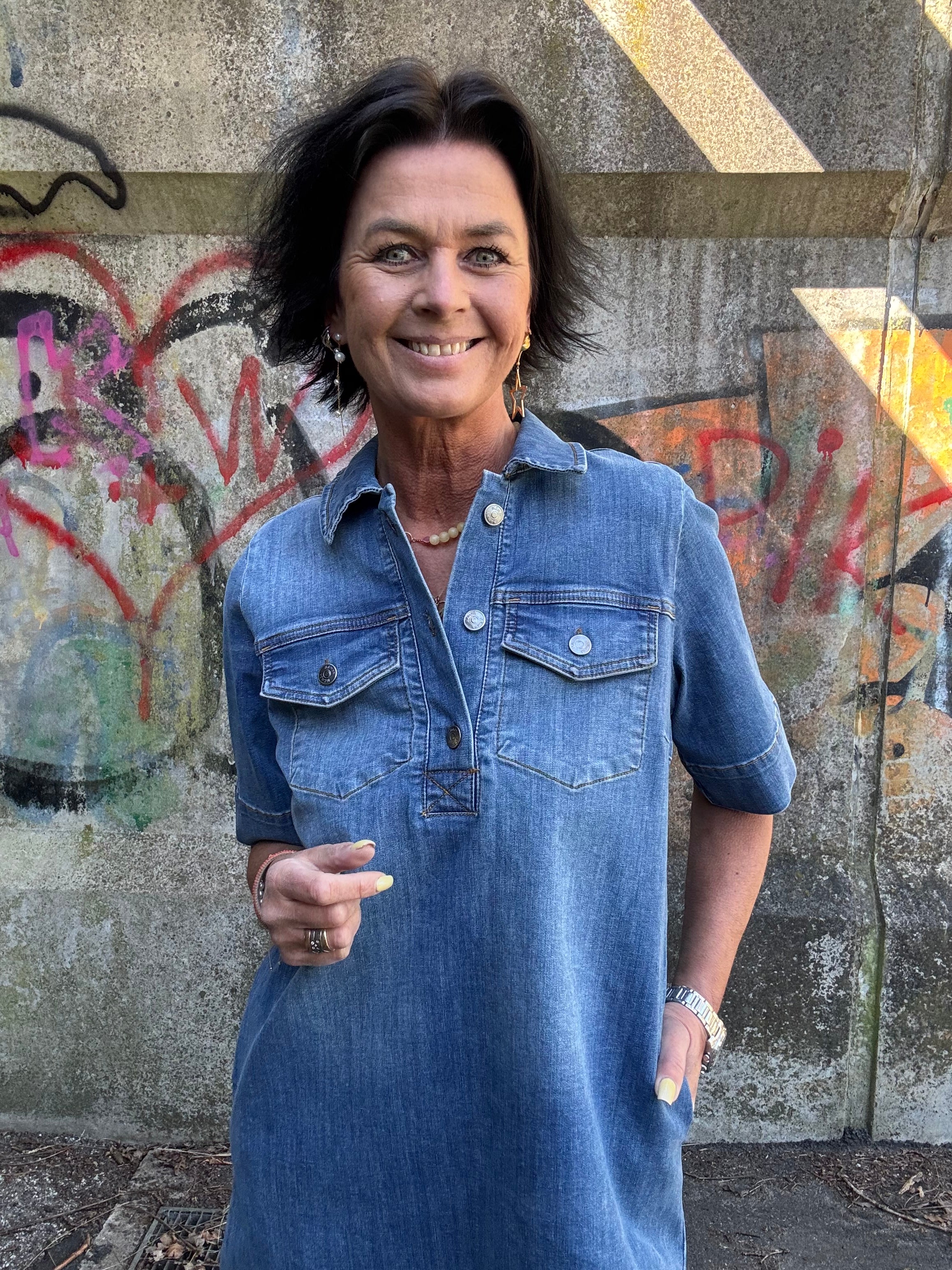 Nümph Kjole - NuParis Denim Kjole i Light Blue Denim