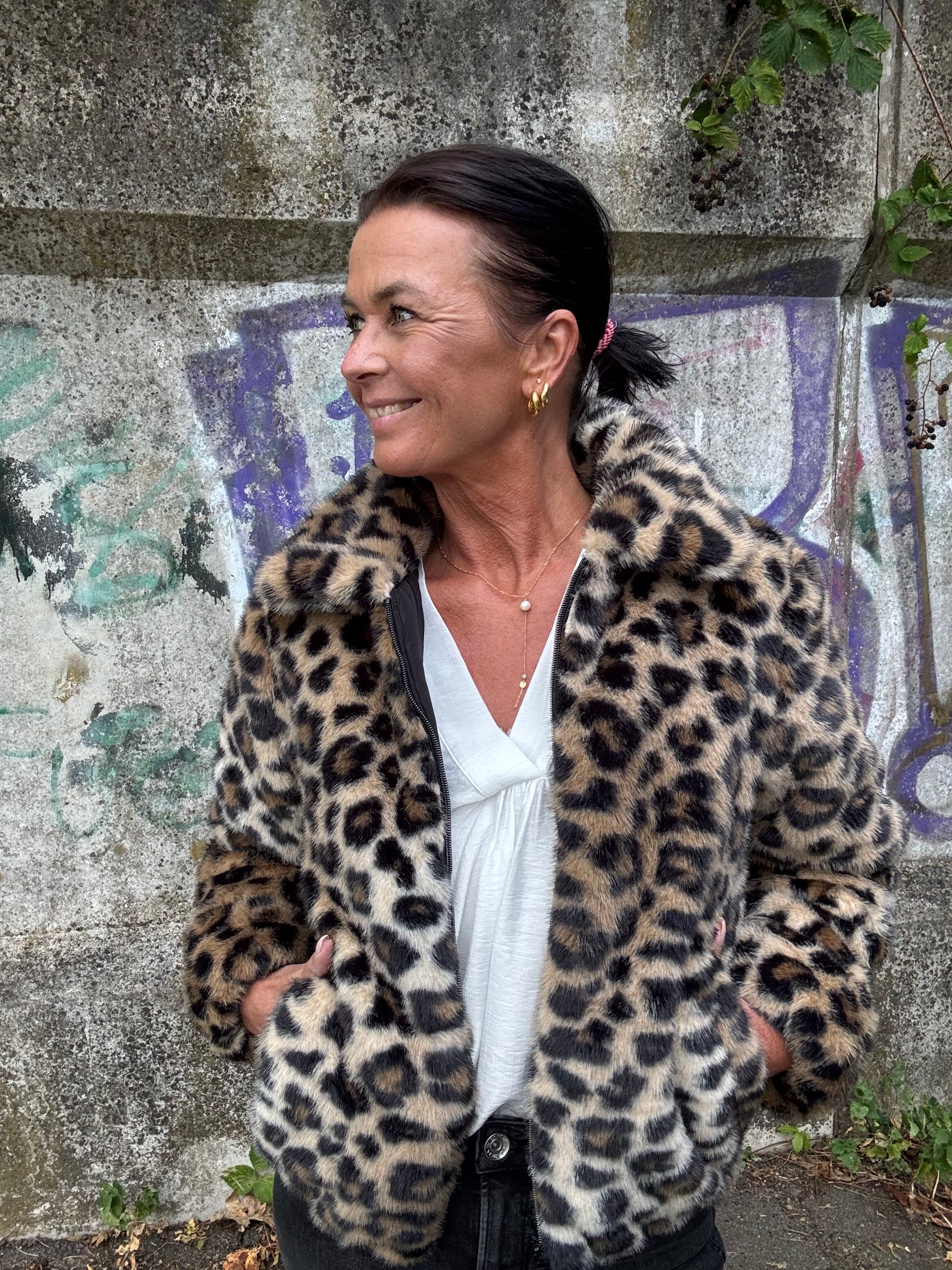 Garcia Jakke - Ladies Fake Fur Jakke i Leopard