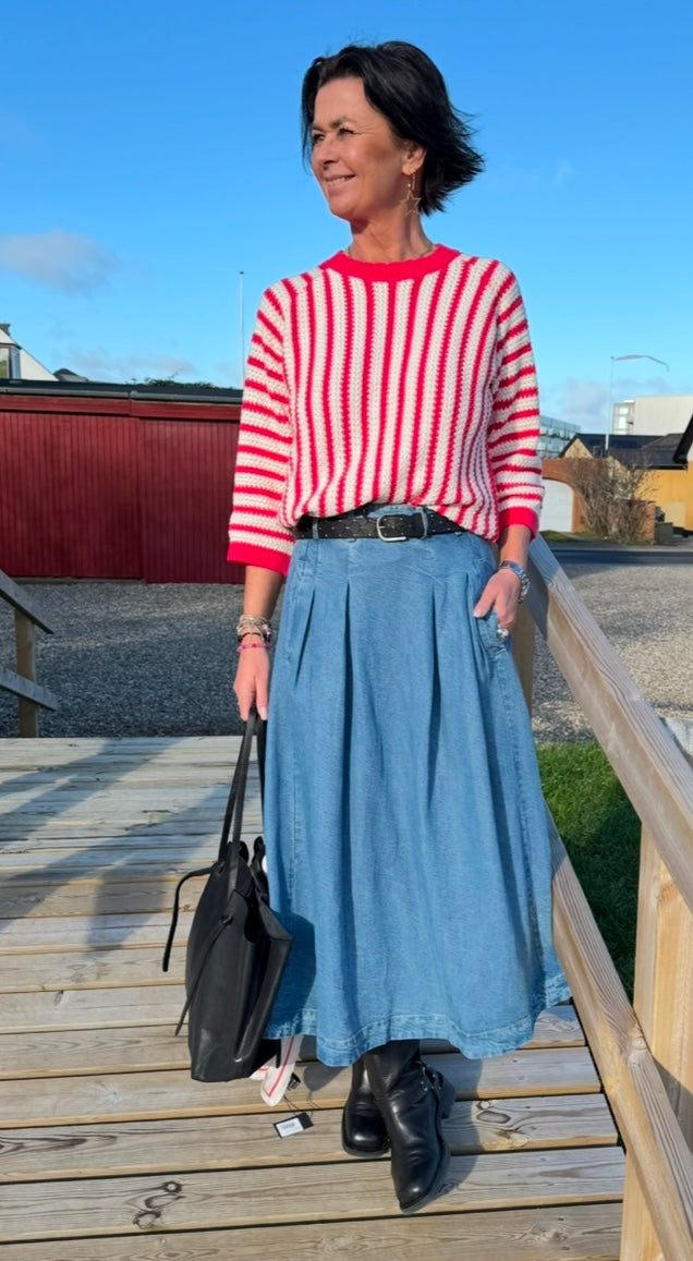 Co´couture Nederdel - AnyaCC Pleat Nederdel i Denim Blue