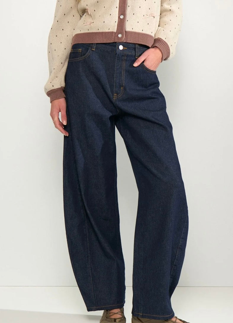 Nümph Jeans - NuAmsterdam HR Barrel Jeans i Dark BLue Denim