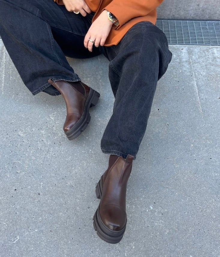 COPENHAGEN SHOES Støvler - The Celeste Low i Mørkebrun