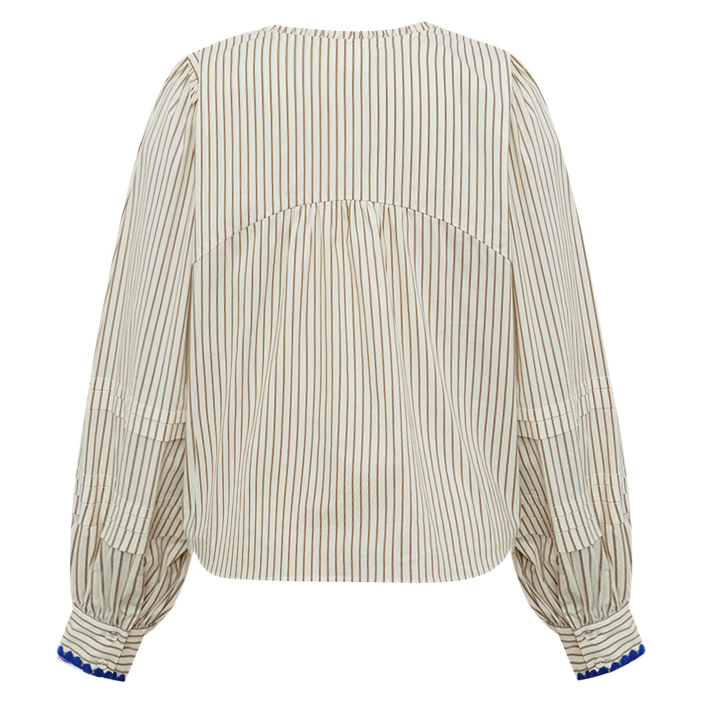 Gossia Blusen - LusiaGO Bluse i Creme Brown Stripes