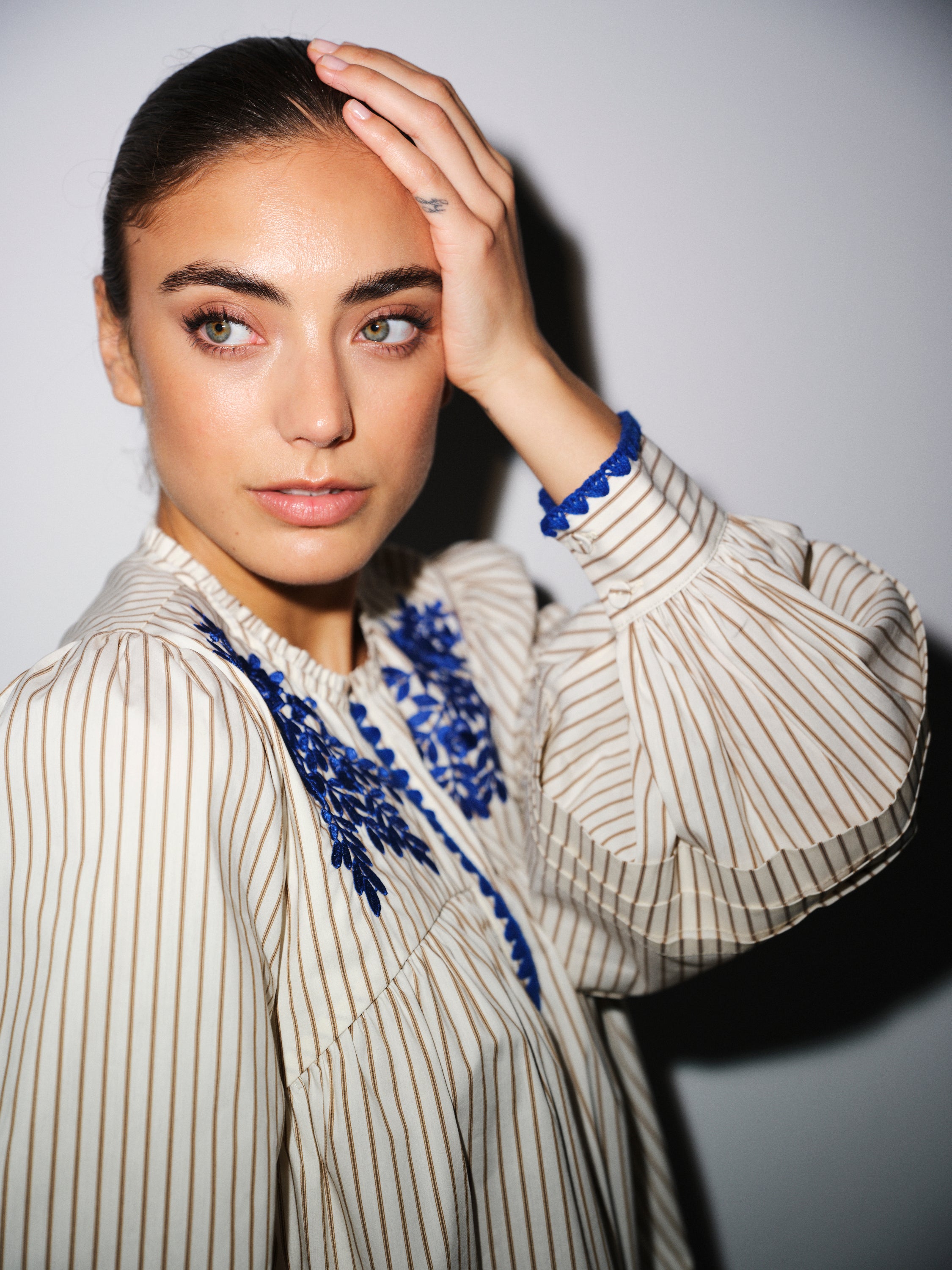 Gossia Blusen - LusiaGO Bluse i Creme Brown Stripes