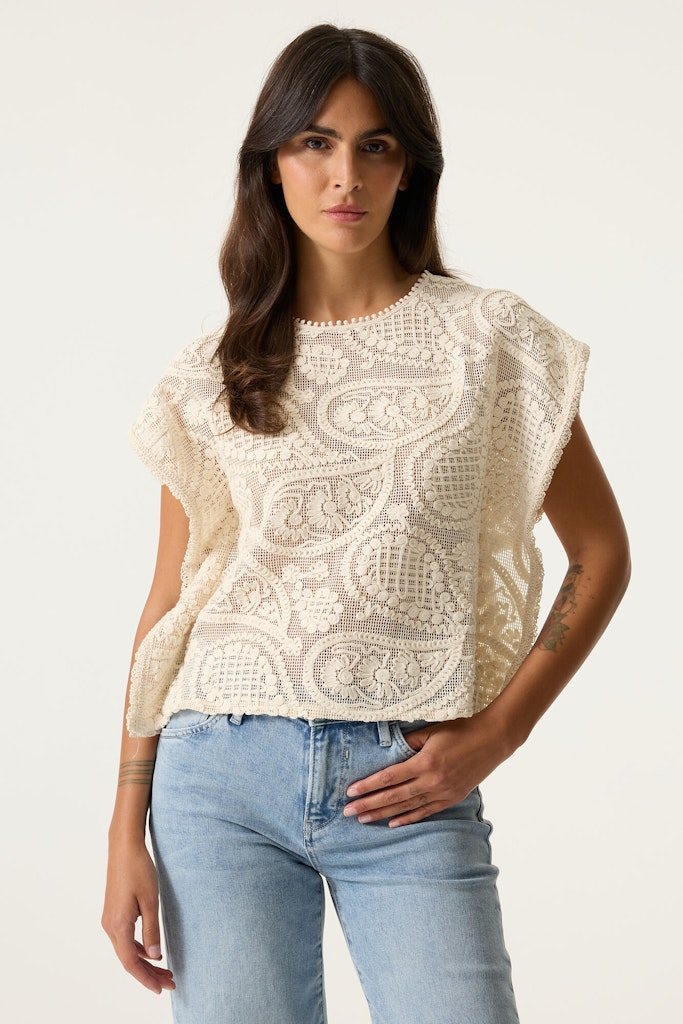 Garcia Bluse - 260026 Broderi Anglaise Bluse i Ecru