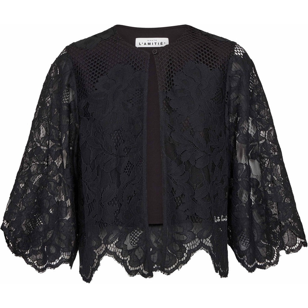 Haute L´amitié Bolero - Curvey Lace Hem Bolero i Sort