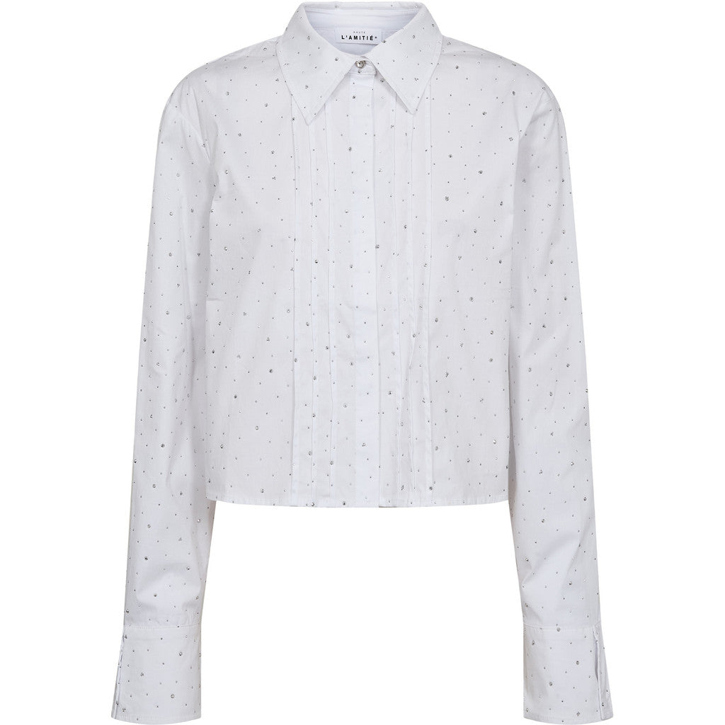 Haute L´amitié Skjorte - Rhinestone Crop Skjorte i Hvid