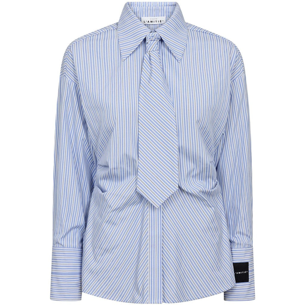Haute L´amitié Skjorte - Emma Tie Stribet Skjorte i Pale Blue Strib