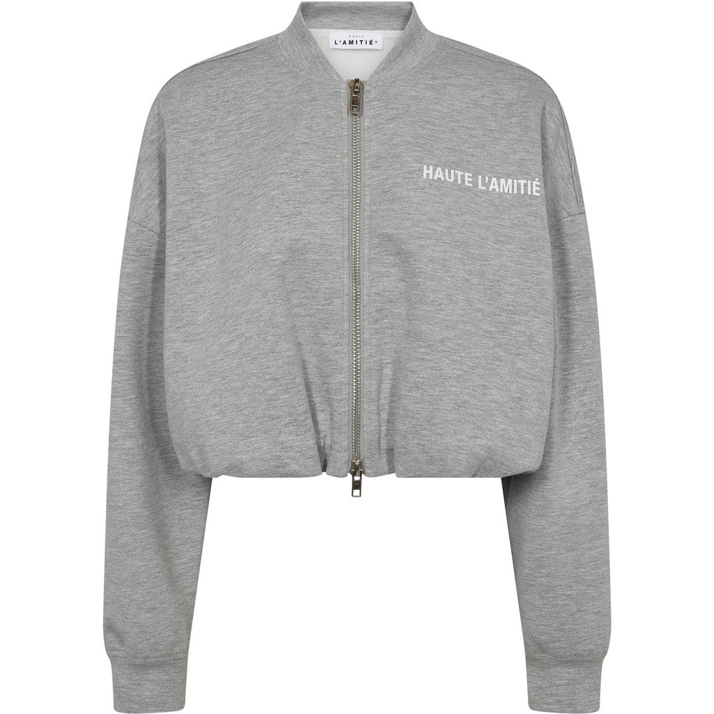 Haute L´amitié Sweat - Maxi Crop Zip Sweat i Grey Melange
