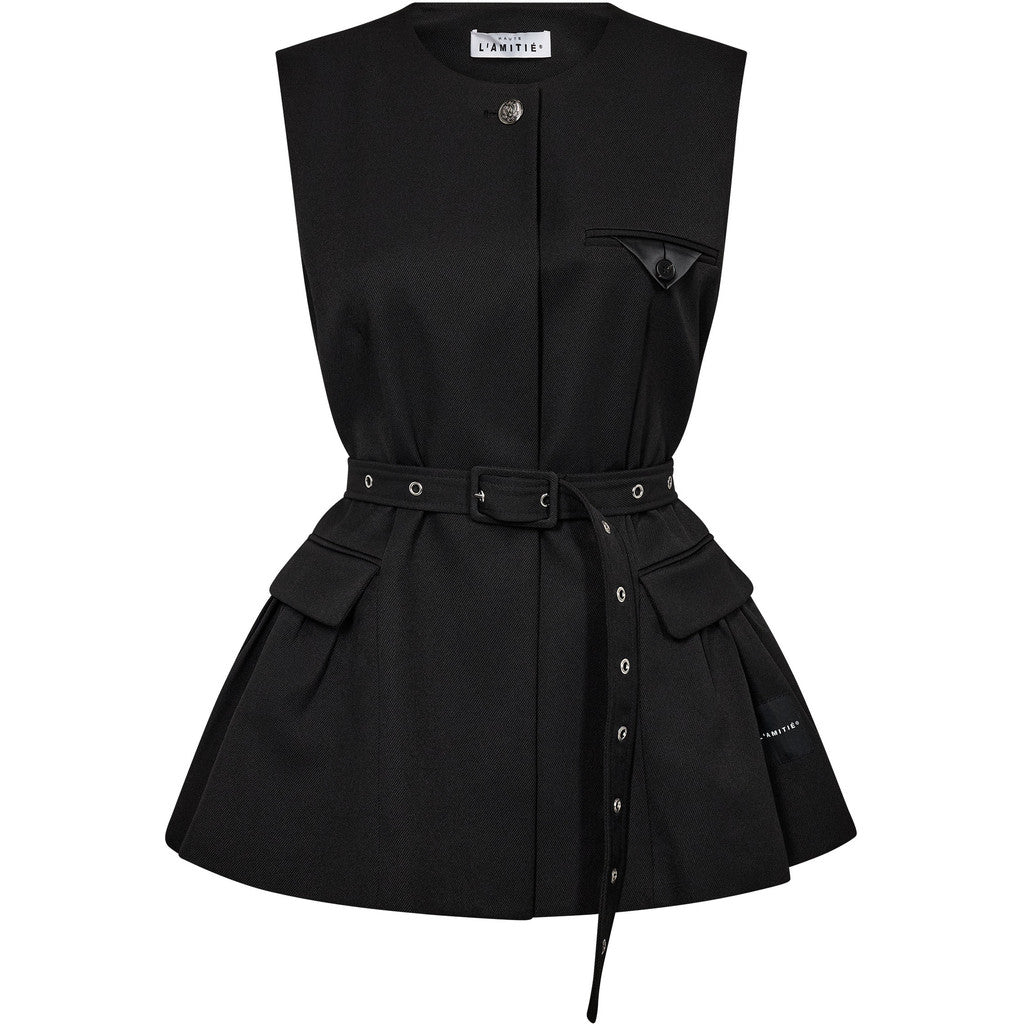 Haute L´amitié Vest - Premiere Peplum Belt Vest i Sort