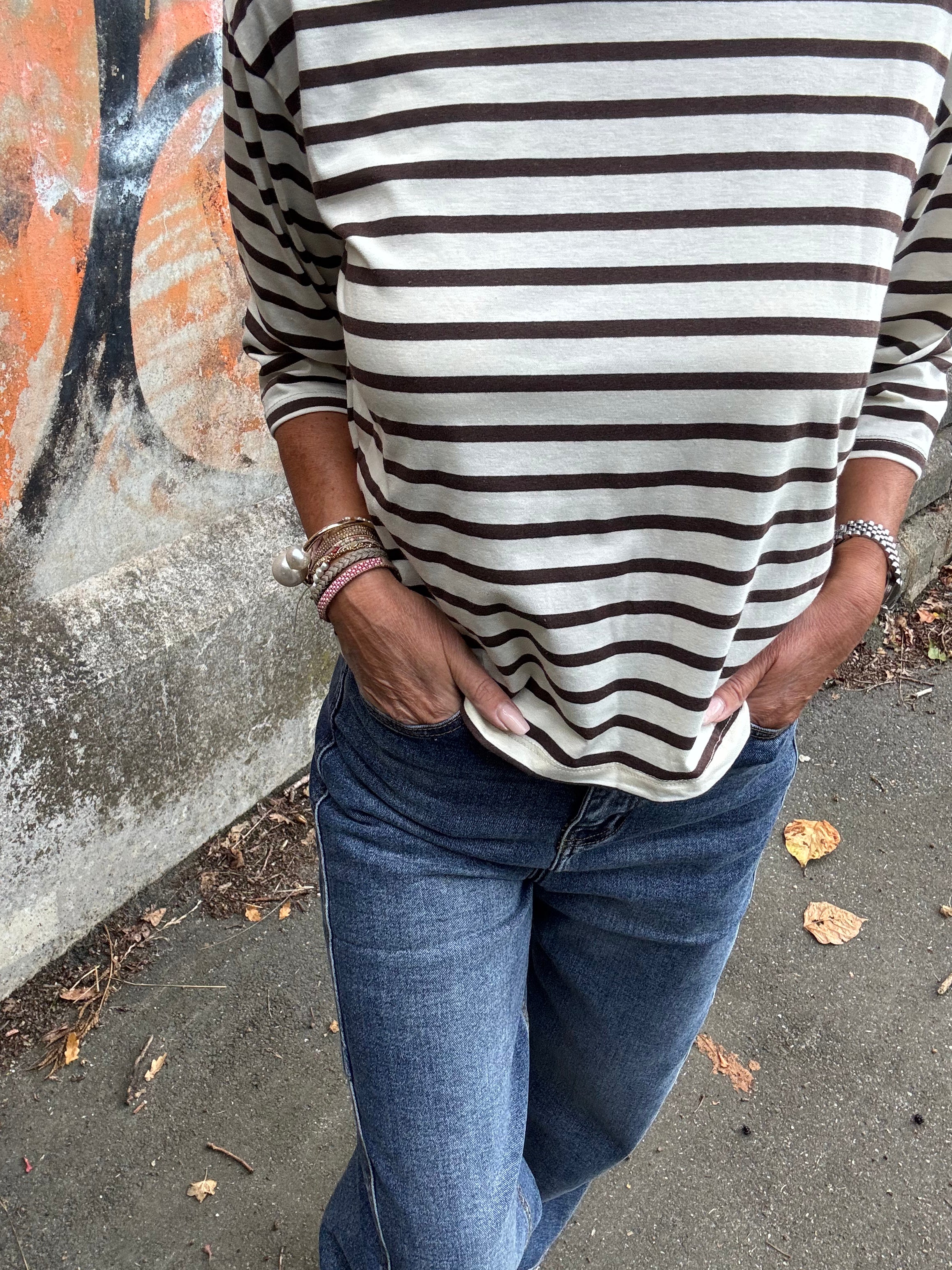 MARTA du château Bluse - MdcBrooklyn Bluse i Beige Moro Strib