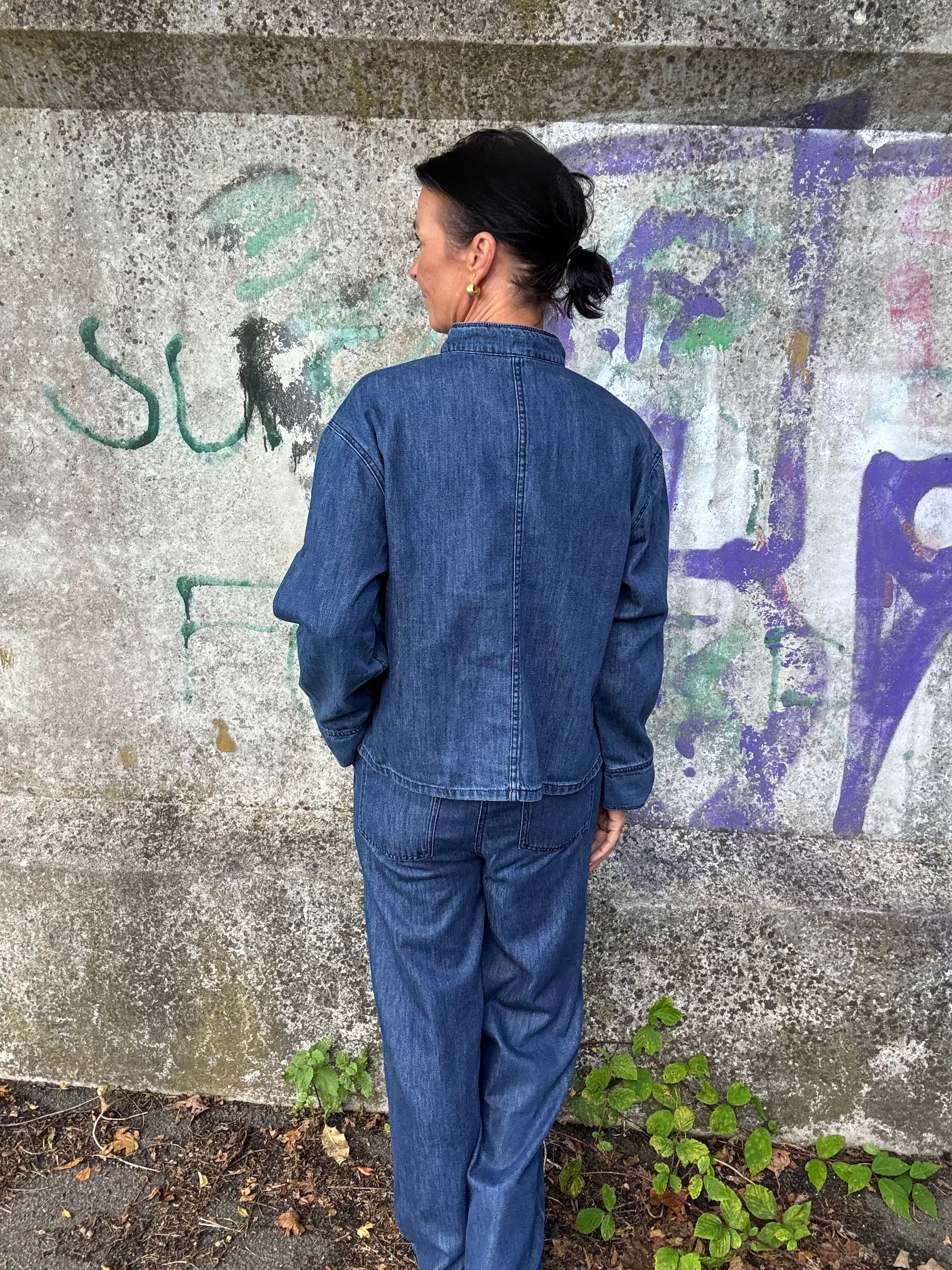 Co´Couture Skjorte - AzminaCC Denim Placket Bluse i Denim Blue