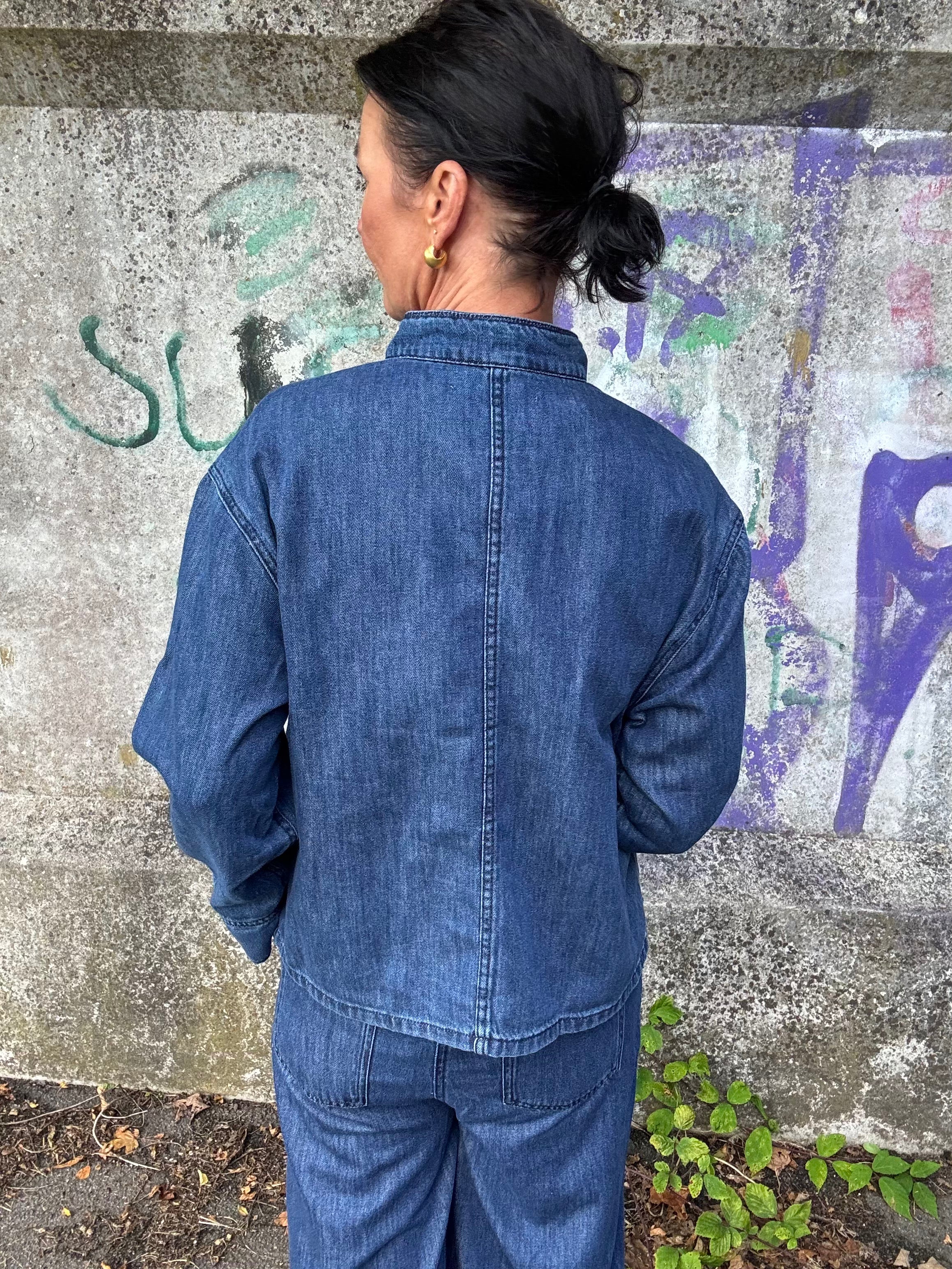 Co´Couture Skjorte - AzminaCC Denim Placket Bluse i Denim Blue