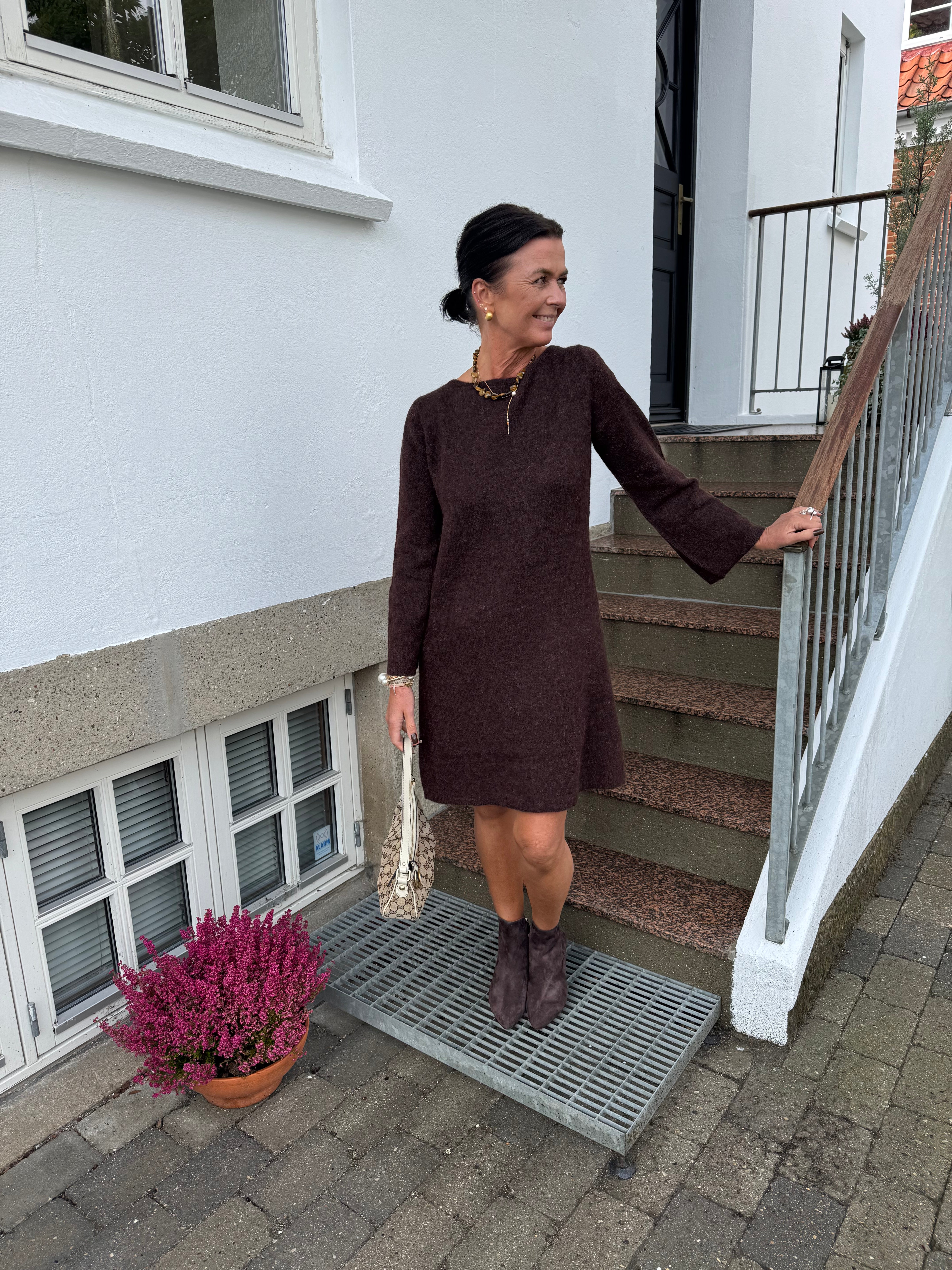 Nümph Kjole - NuRiette Boatneck Strik Kjole i Black Coffee
