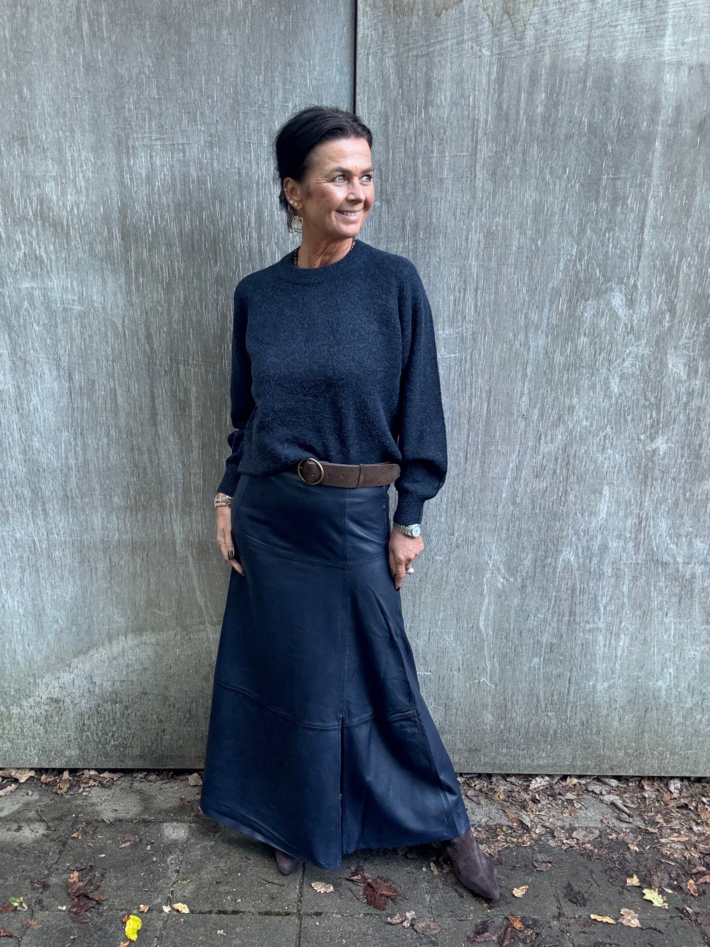 Depeche Nederdel - MarlyDEP Skind Nederdel i Midnight Blue