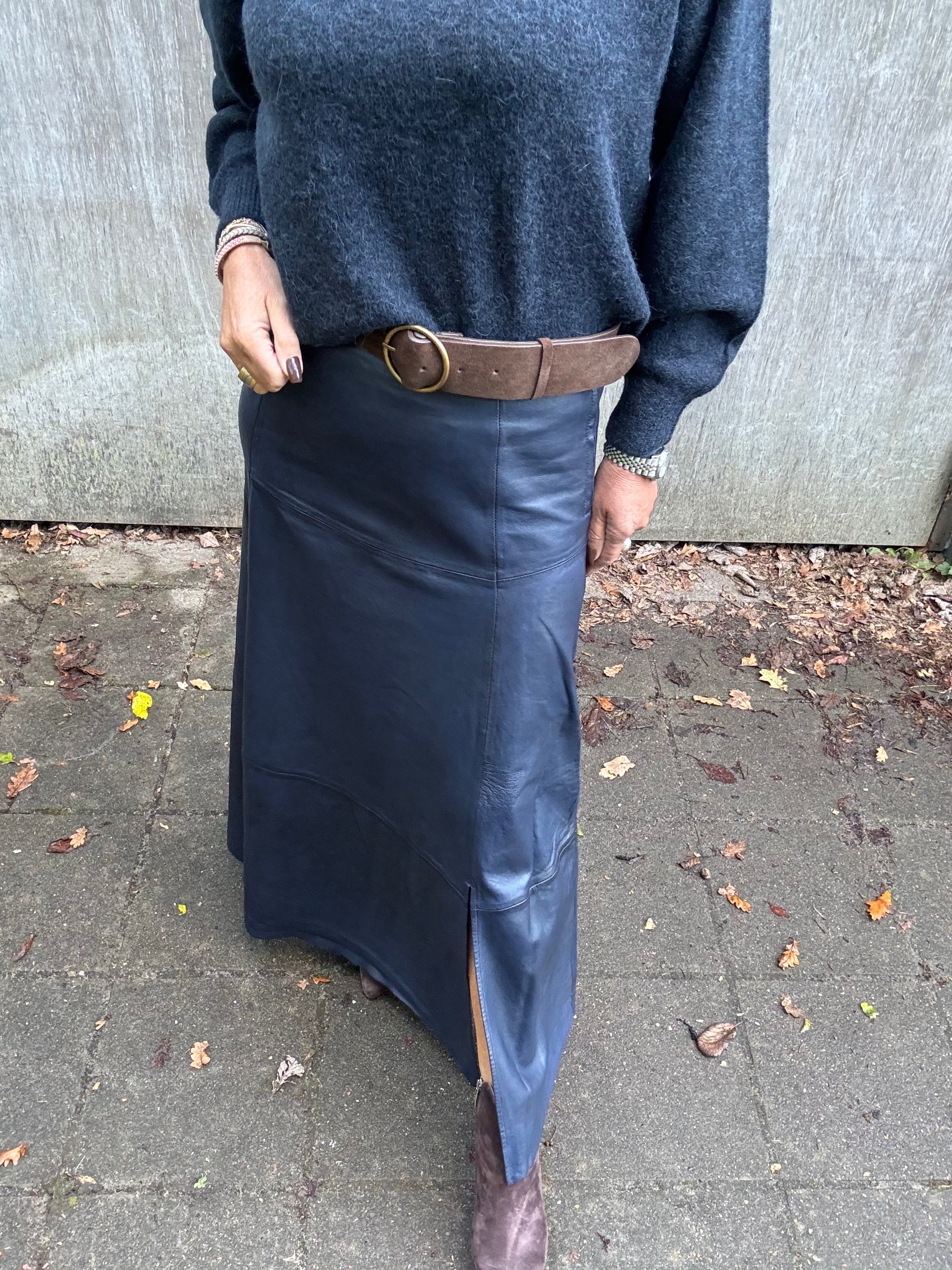 Depeche Nederdel - MarlyDEP Skind Nederdel i Midnight Blue