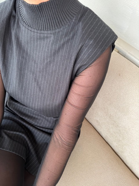 Co´Couture Kjole - IdaCC Pin Rib Turtleneck Kjole i Dark Grey